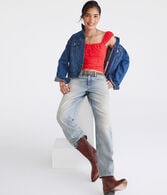 Eyelet Square-Neck Crop Top