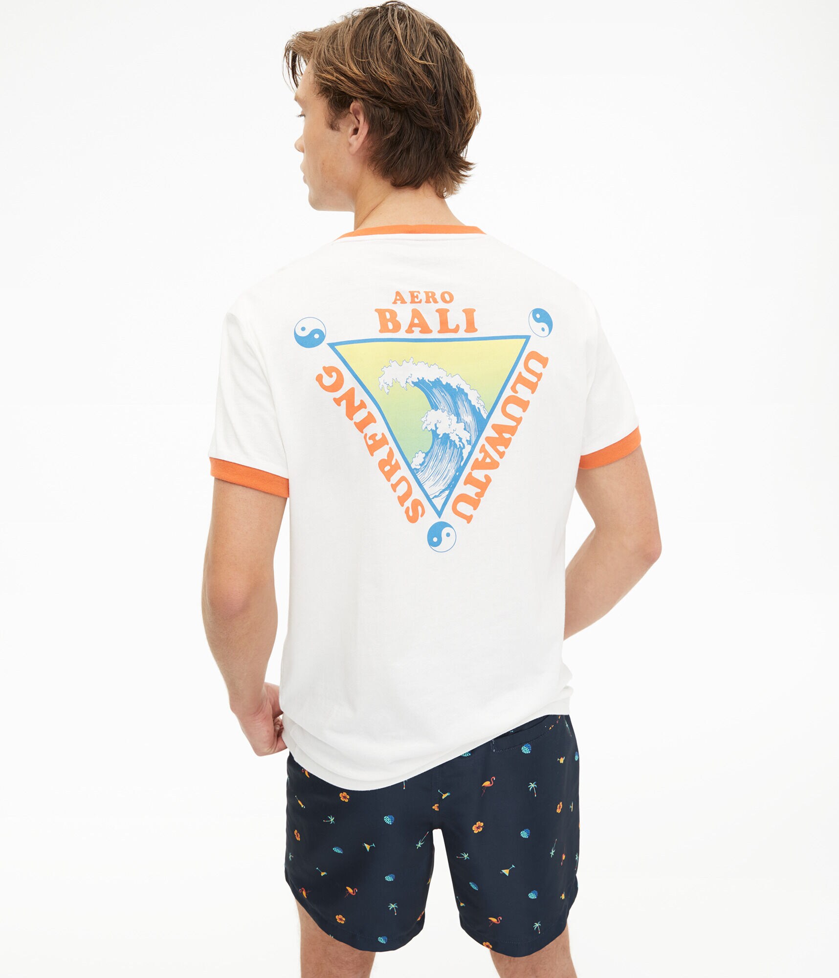 Bali Surfing Graphic Ringer Tee