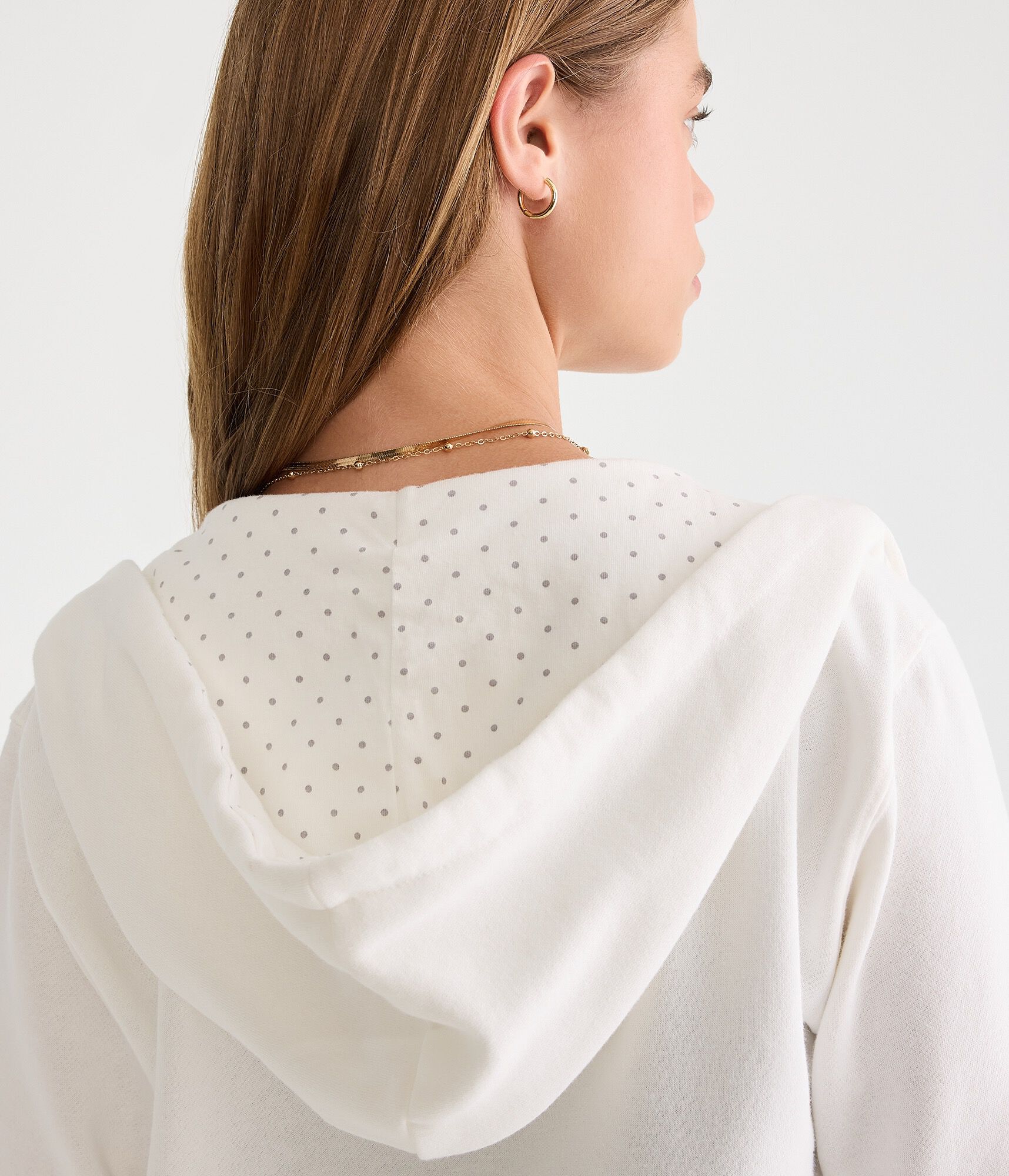 Polka Dot Lined Full-Zip Hoodie