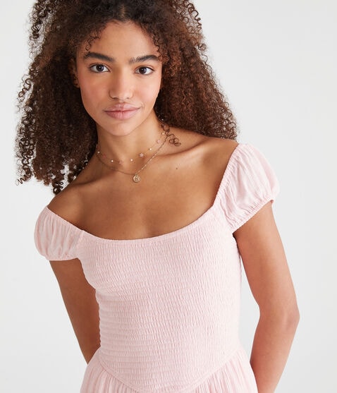 Floral Scoop-Neck Smocked V-Waist Mini Dress Floral Scoop-Neck Smocked V-Waist Mini Dress