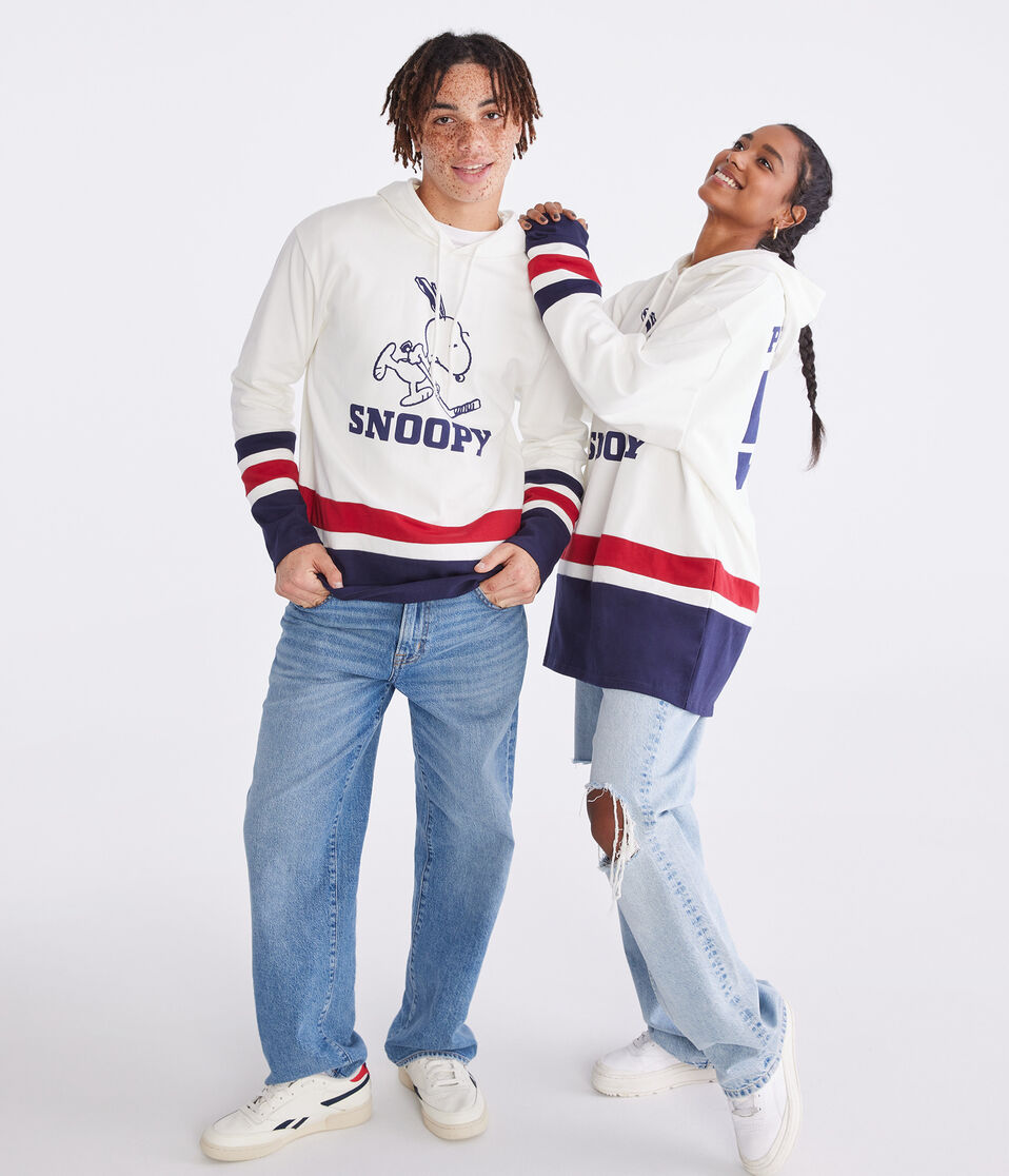 Peanuts® | Aéropostale Snoopy Hockey Striped Pullover Hoodie
