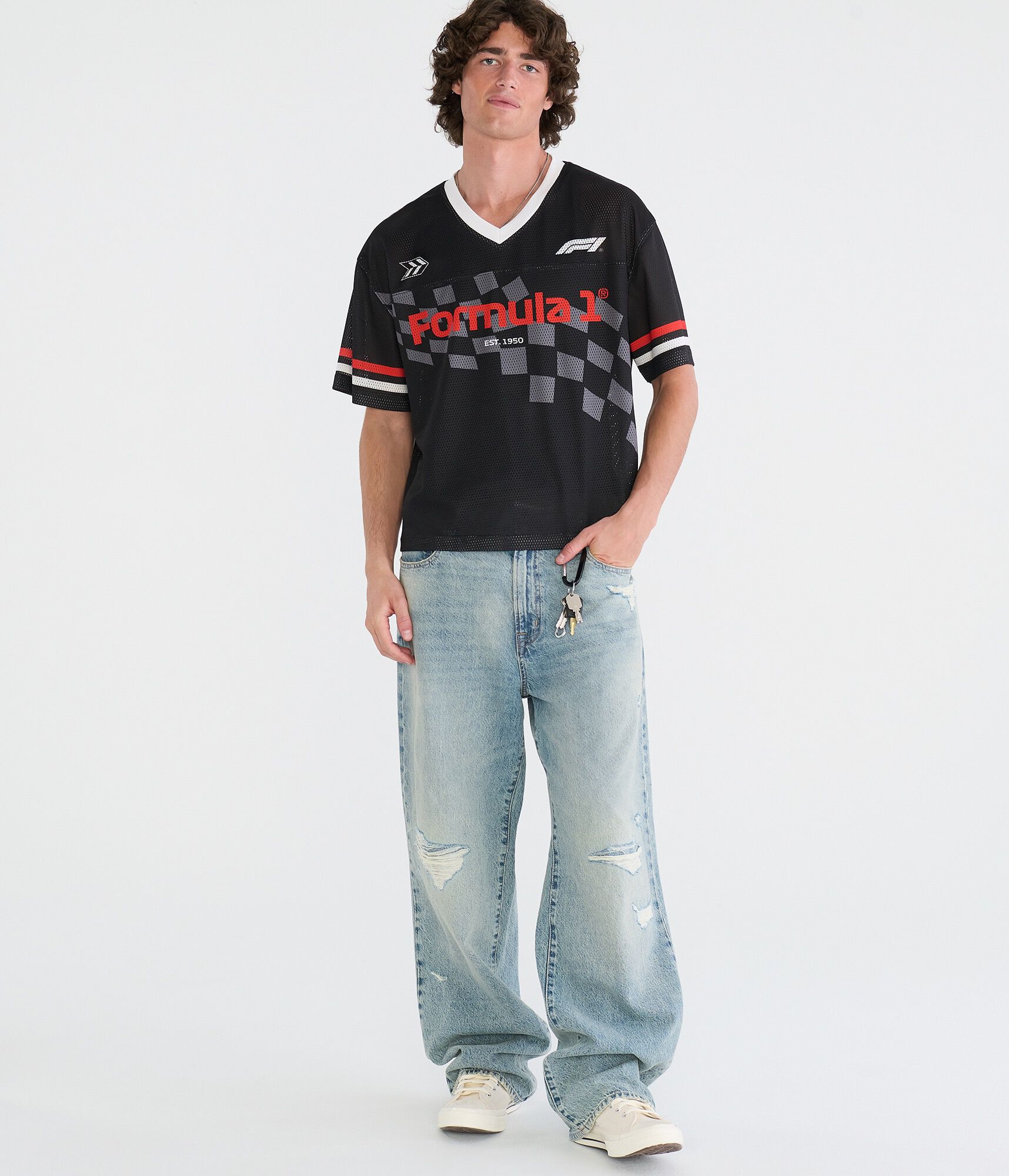 Formula 1&reg; Checkered Flag Boxy V-Neck Jersey