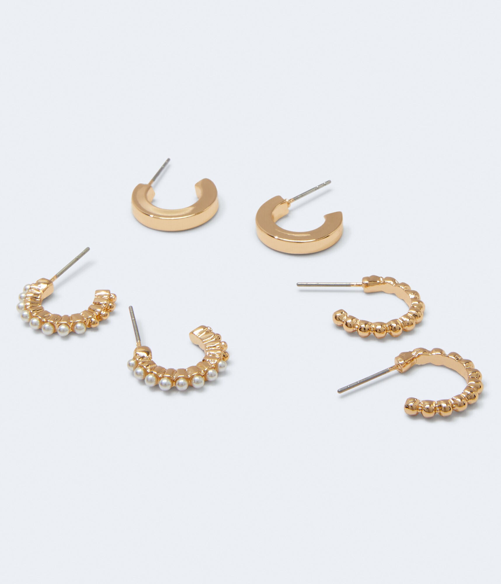 Faux Pearl Huggie Hoop 3-Pack