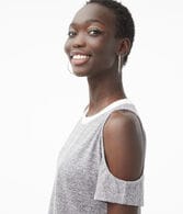 Ringer Cold-Shoulder Crew Tee