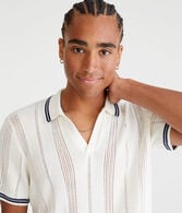 Tipped Open-Knit Sweater Polo