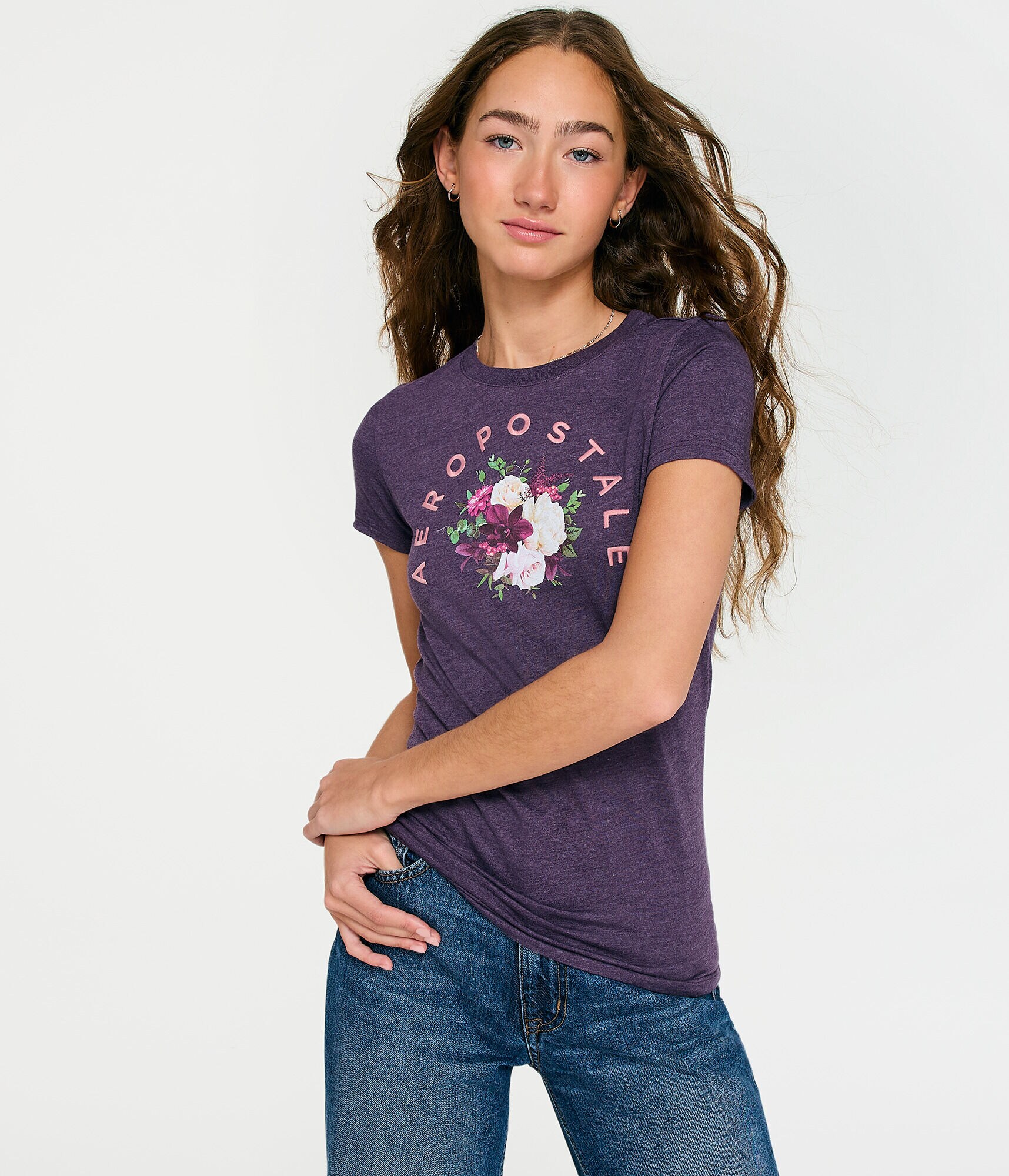 Aeropostale Arch Floral Graphic Tee