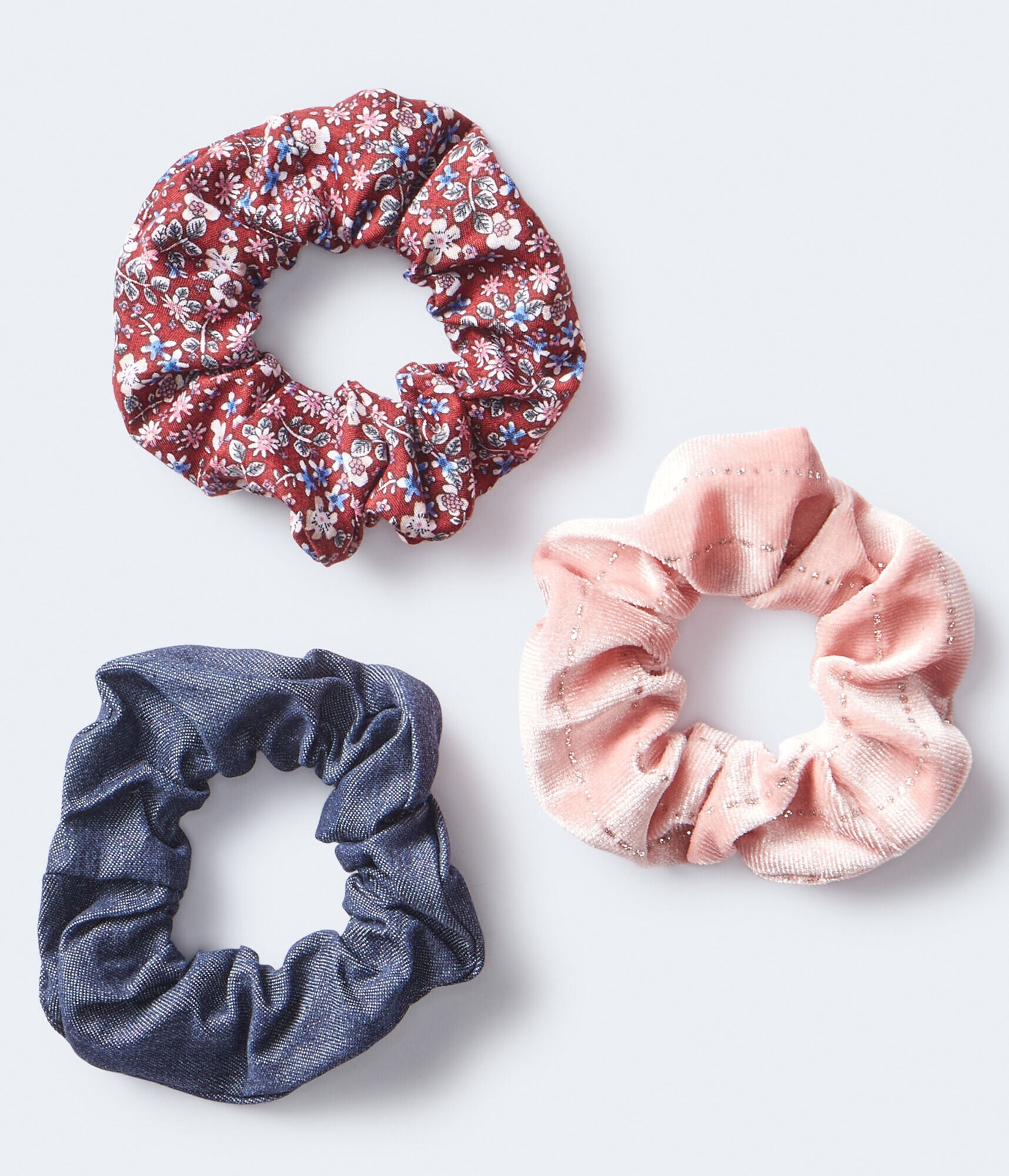Velvet Shimmer Scrunchie 3-Pack