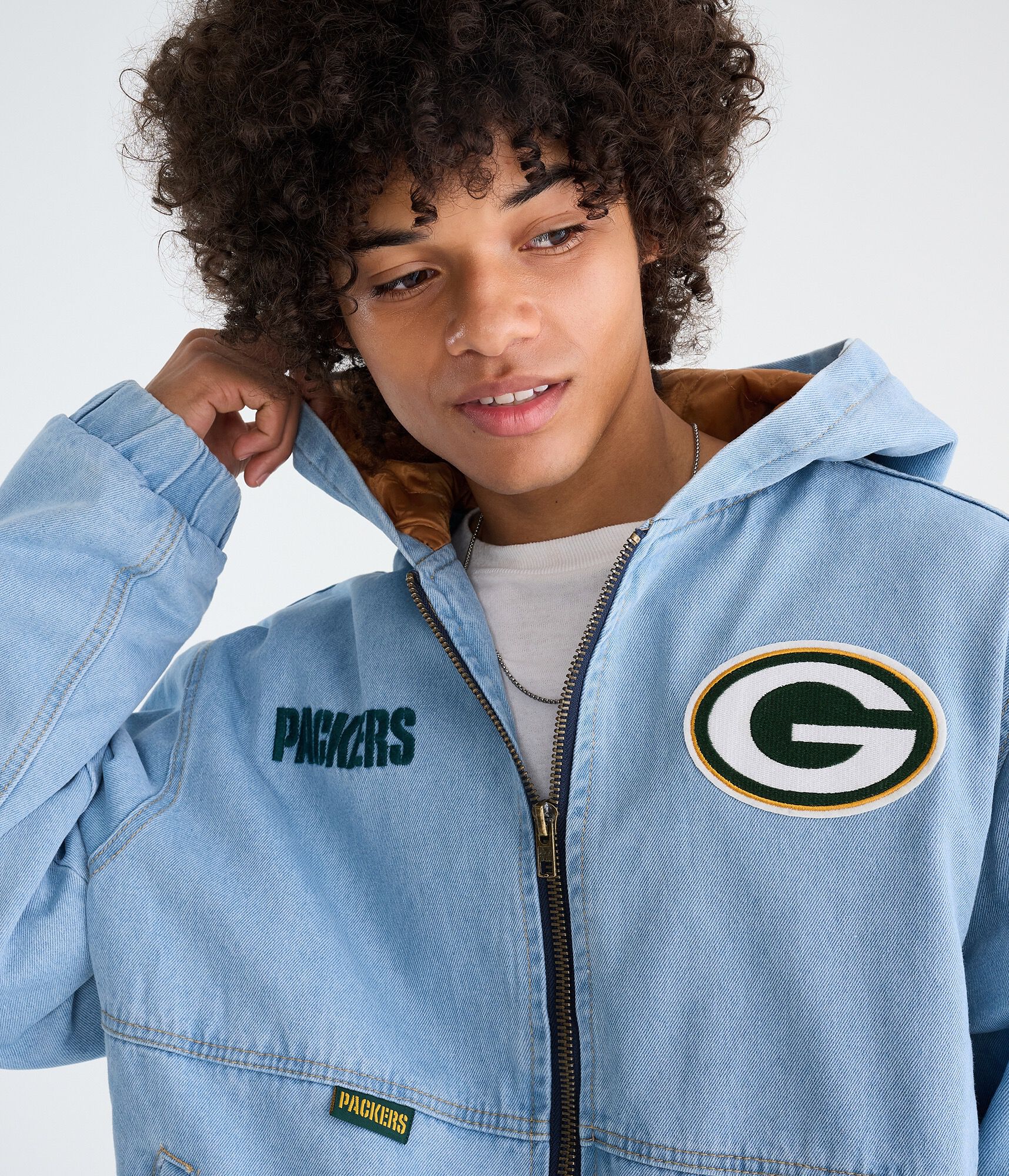 Green Bay Packers Full-Zip Hooded Denim Jacket