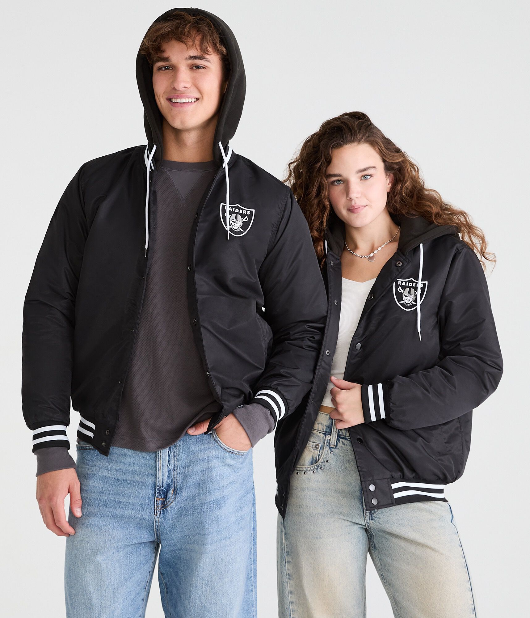 Las Vegas Raiders Hooded Satin Bomber Jacket