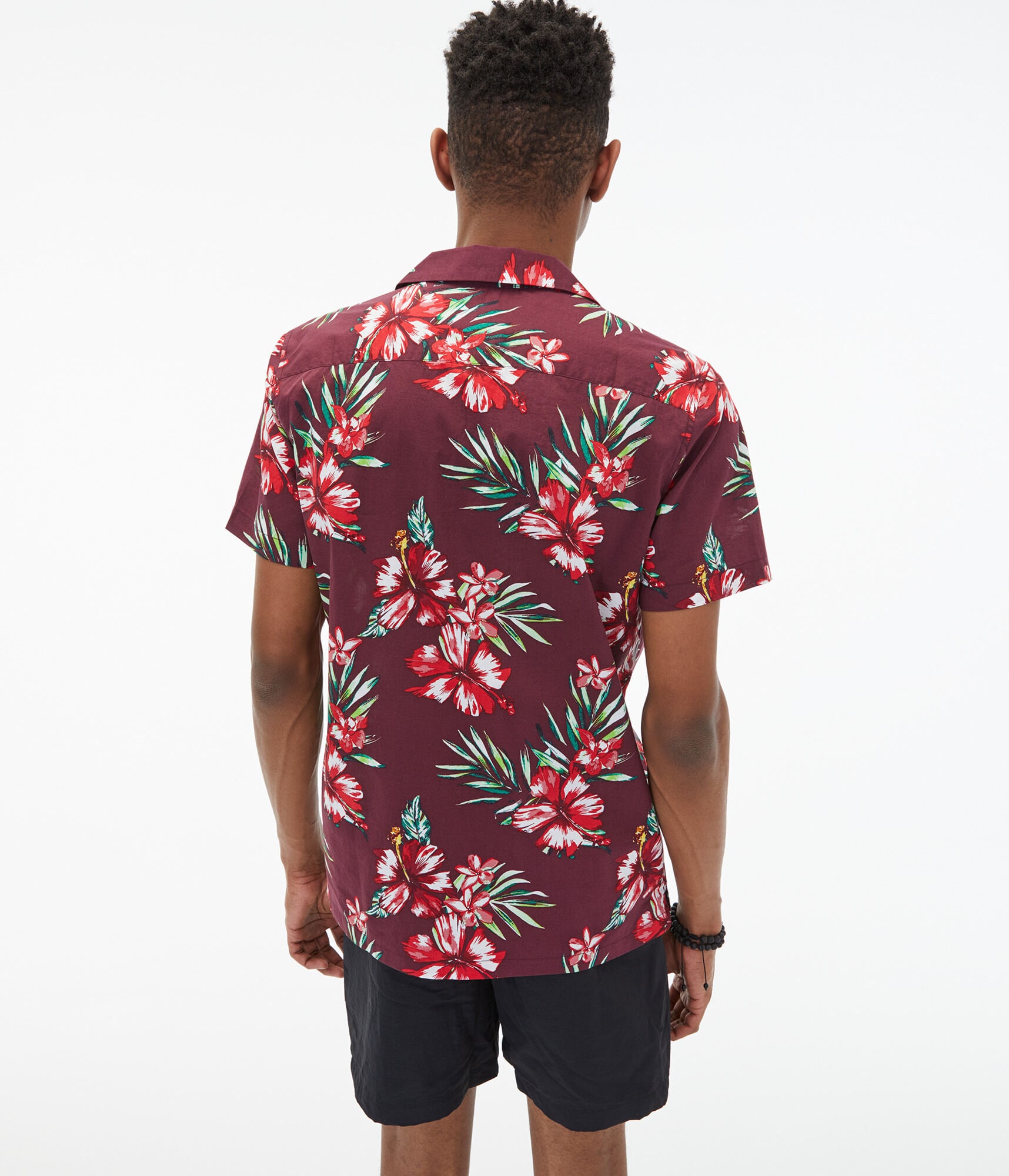 Tropical Print Button-Down Resort Shirt