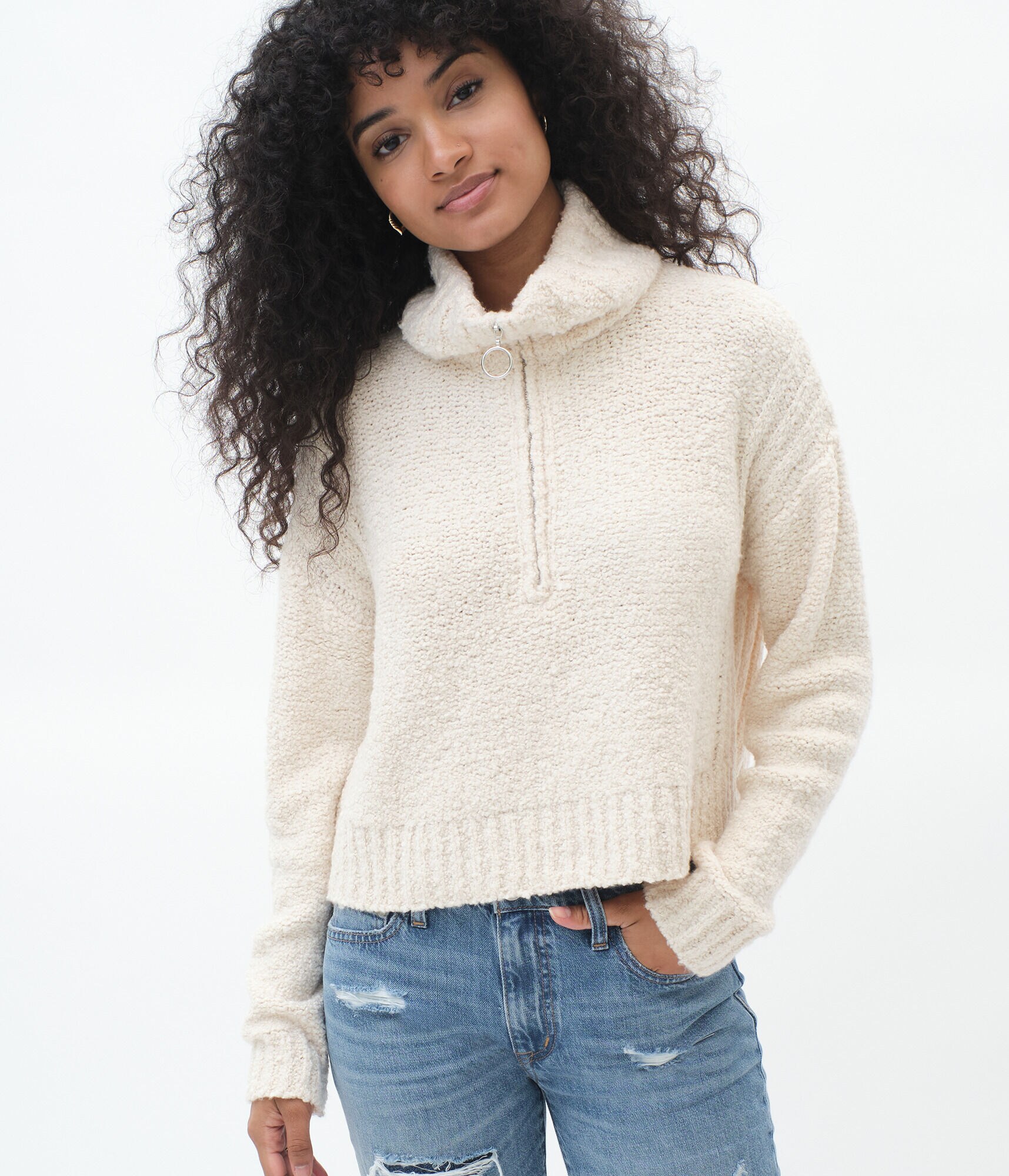 Fuzzy 1/4-Zip Sweater