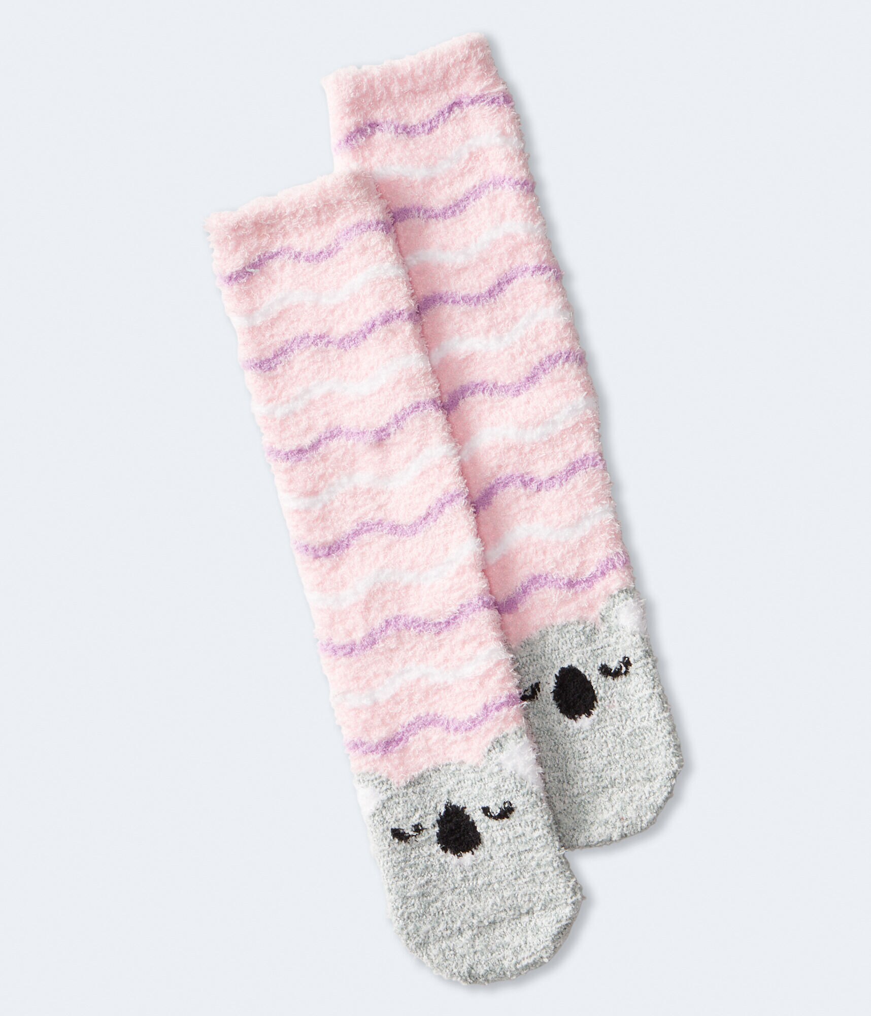 Koala Stripes Fuzzy Crew Socks
