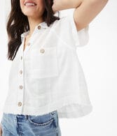 Tonal Plaid Button-Down Camp Shirt