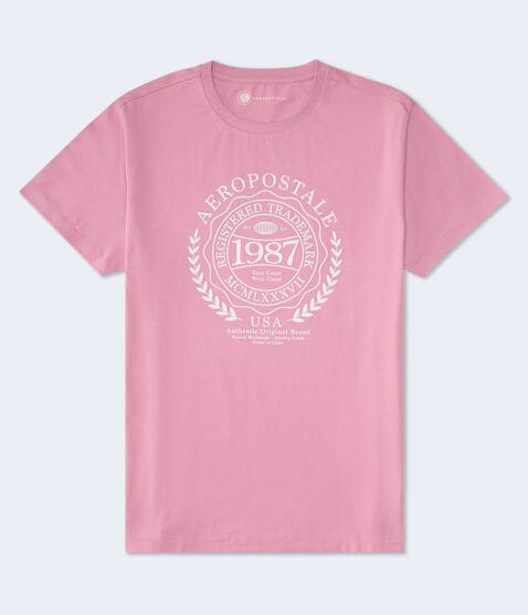 Aeropostale Laurel Circle Flocked Graphic Tee Aeropostale Laurel Circle Flocked Graphic Tee