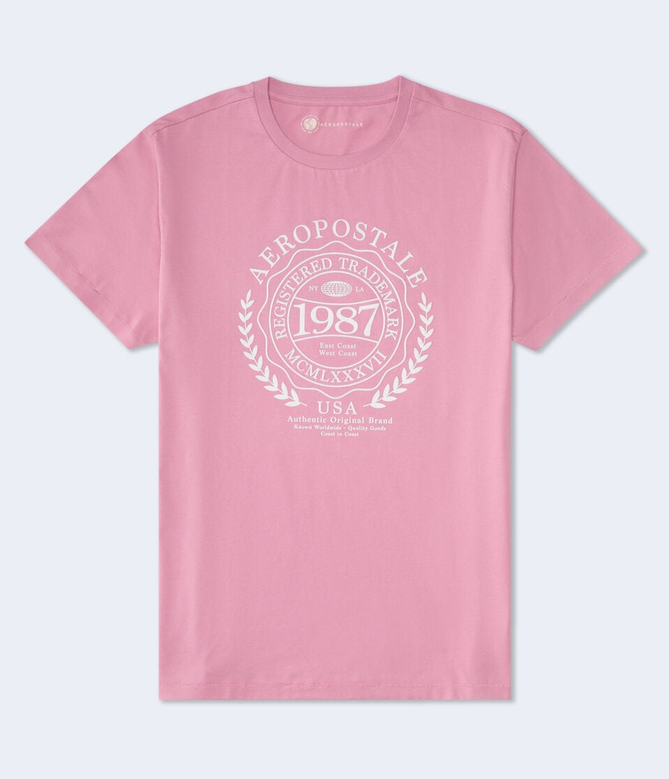 Aeropostale Laurel Circle Flocked Graphic Tee