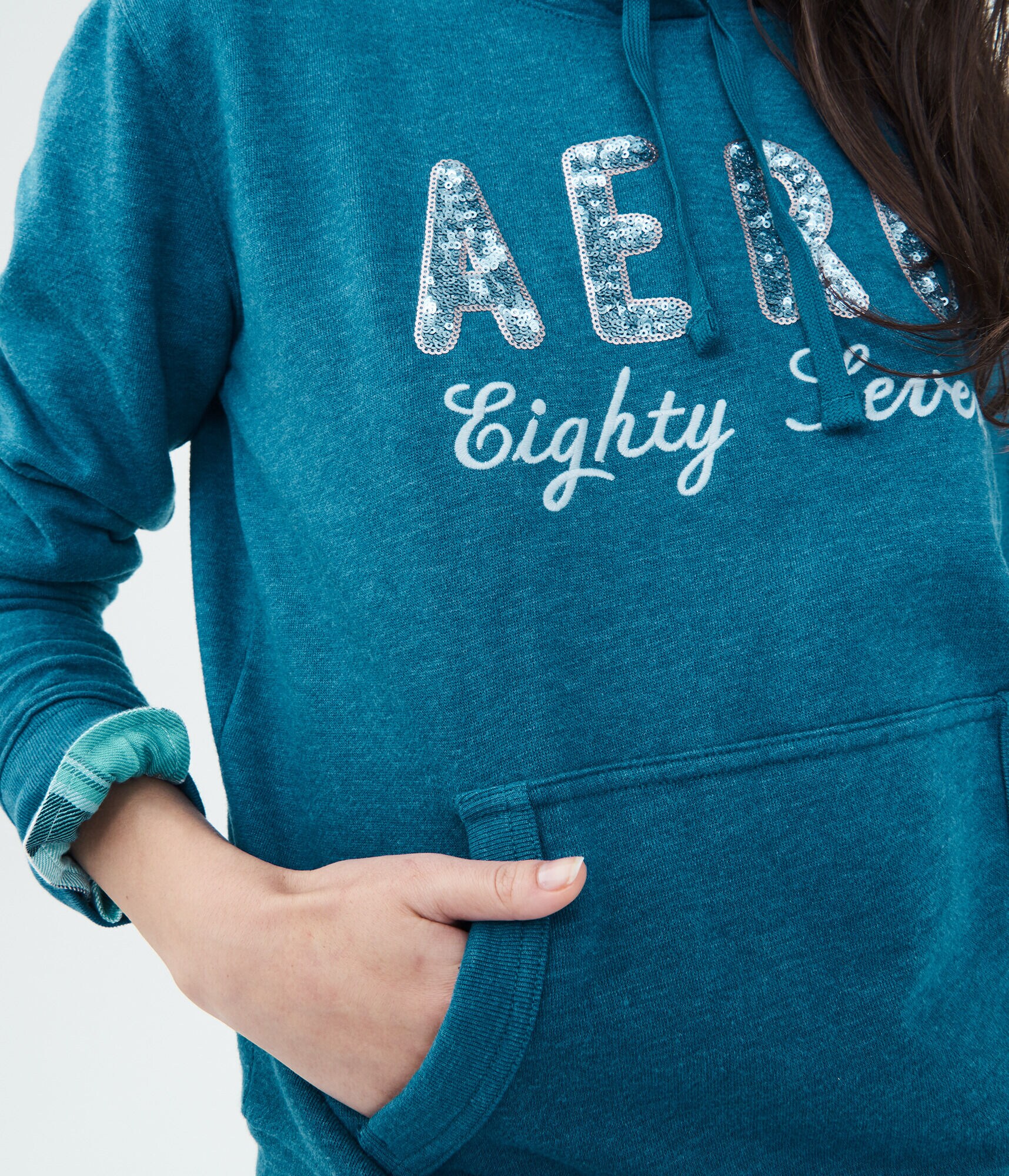 Sequin Logo Pullover Hoodie