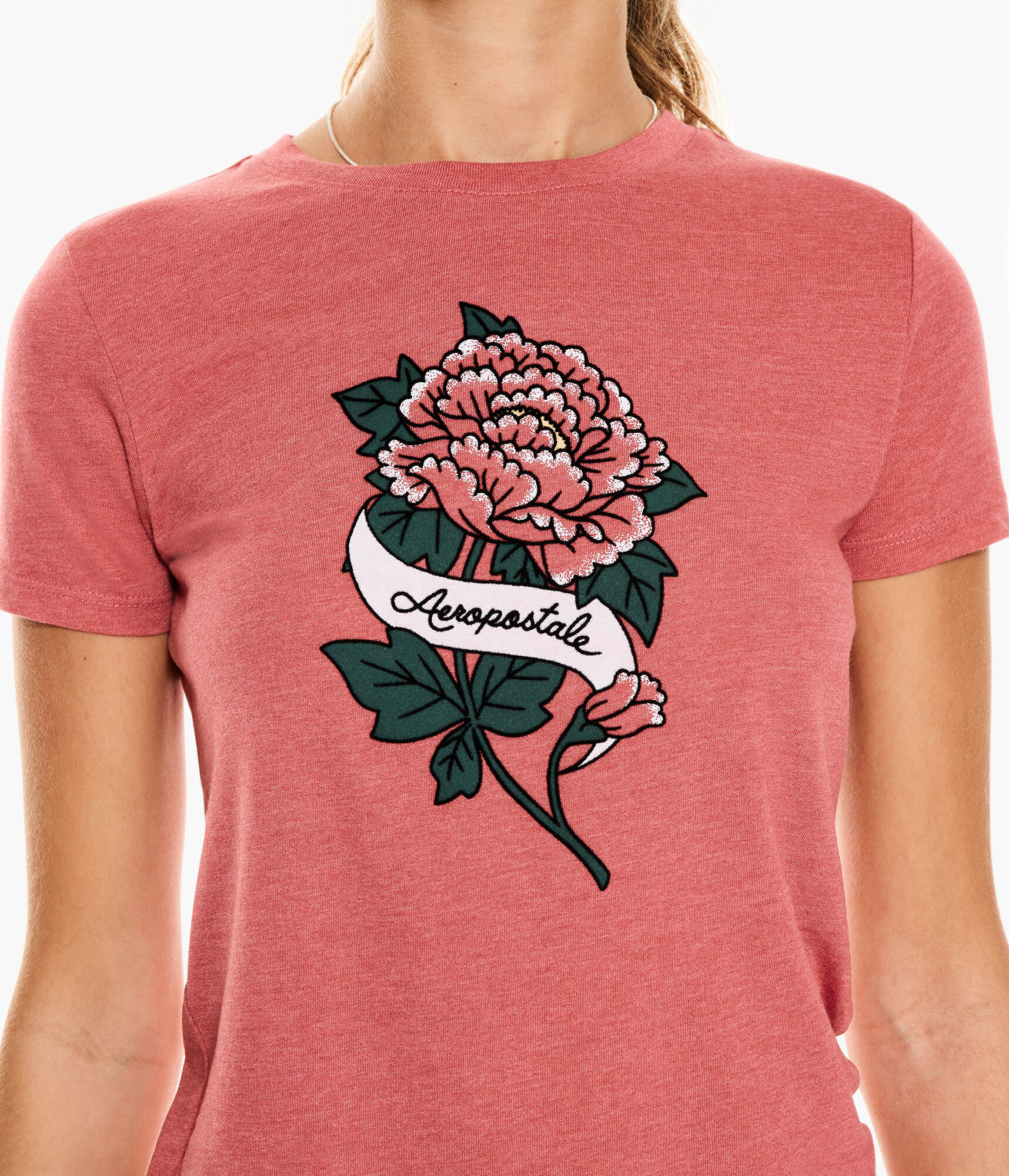 Aeropostale Floral Flocked Graphic Tee