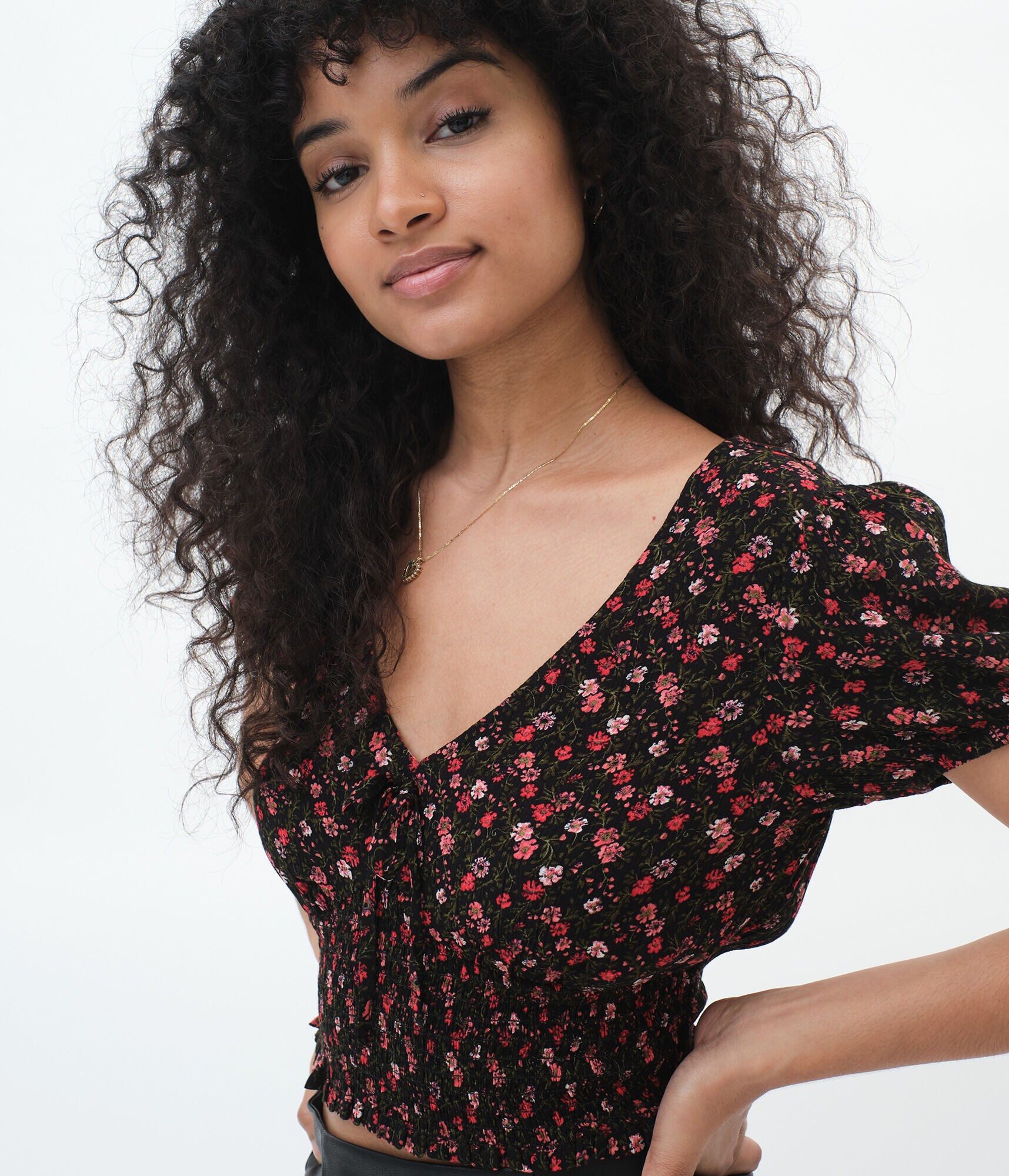 Floral Smocked Crop Top