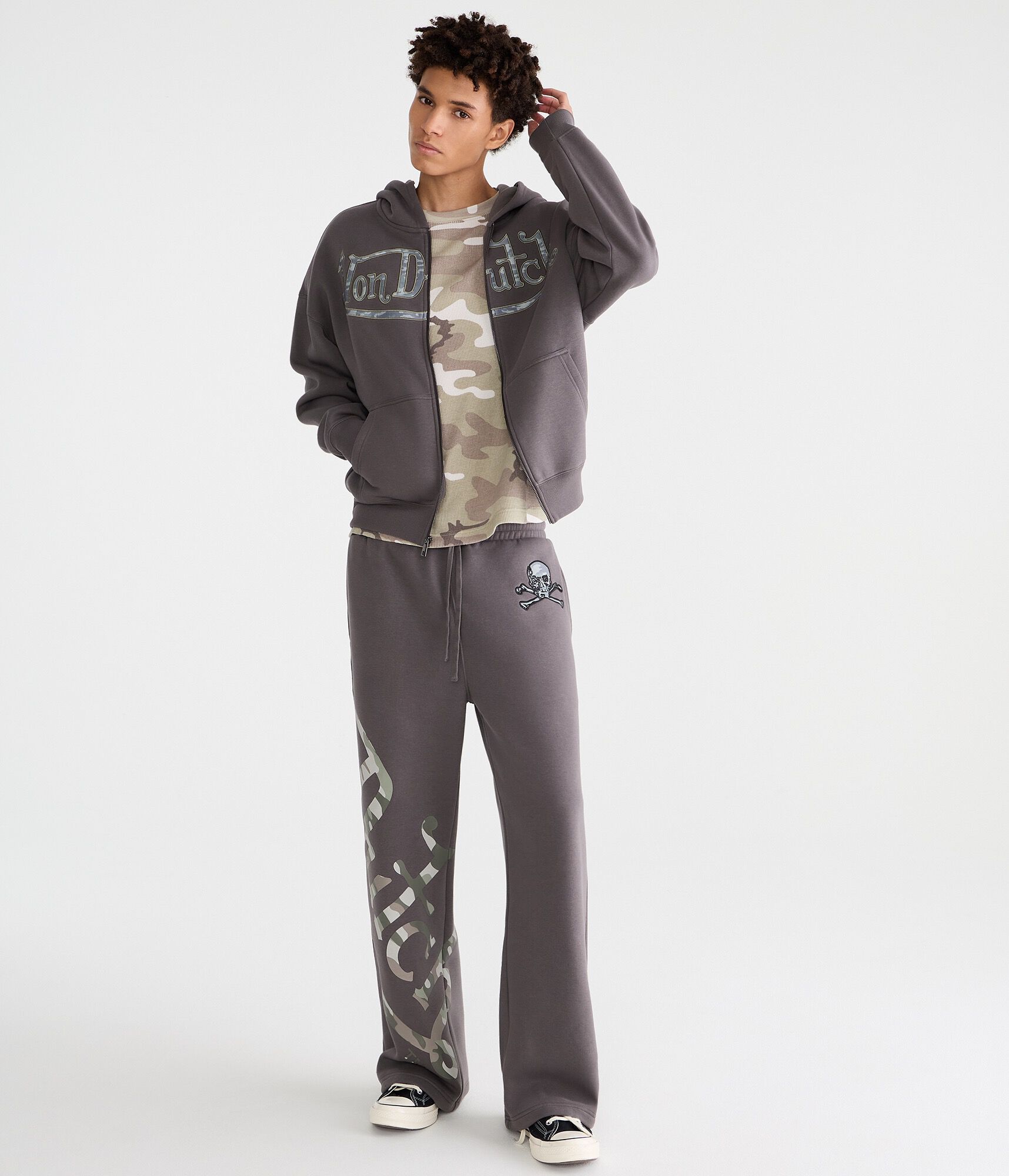 Von Dutch Camo Skull Bootcut Sweatpants
