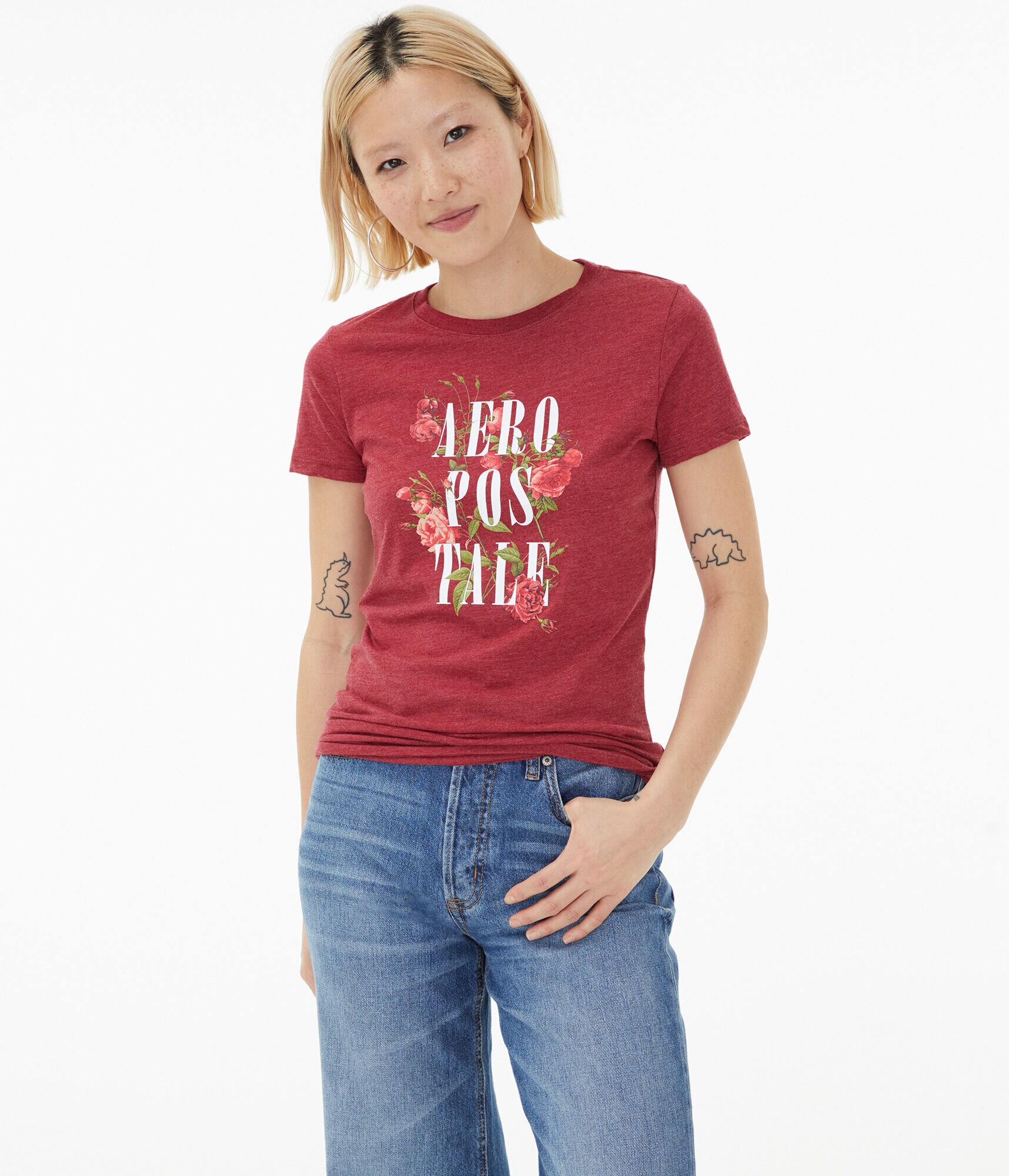 Stacked Aeropostale Floral Graphic Tee