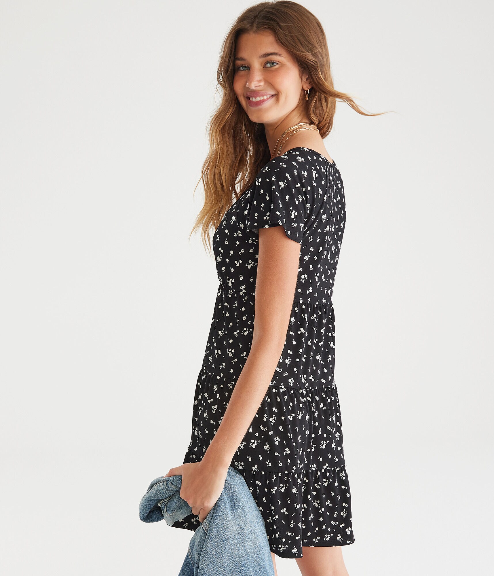 Floral V-Neck Babydoll Dress