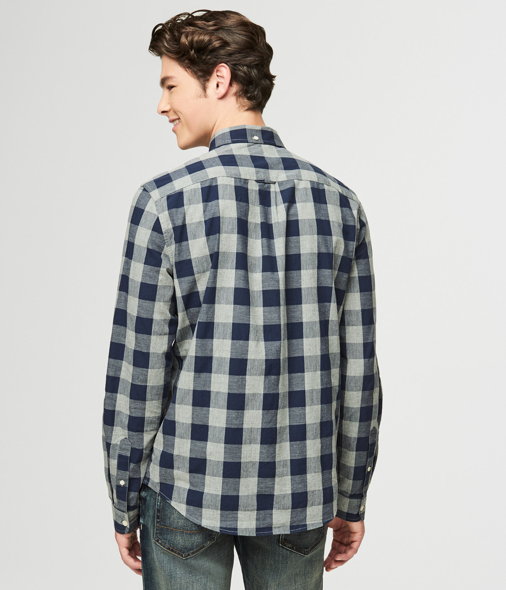 Long Sleeve Heathered Check Woven Shirt