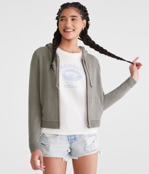 Solid Full-Zip Hooded Sweater Solid Full-Zip Hooded Sweater