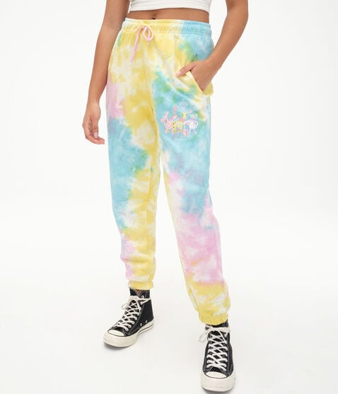 SpongeBob & Friends Tie-Dye High-Rise Boyfriend Cinched Sweatpants***