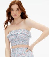 Floral Smocked Cropped Tube Top