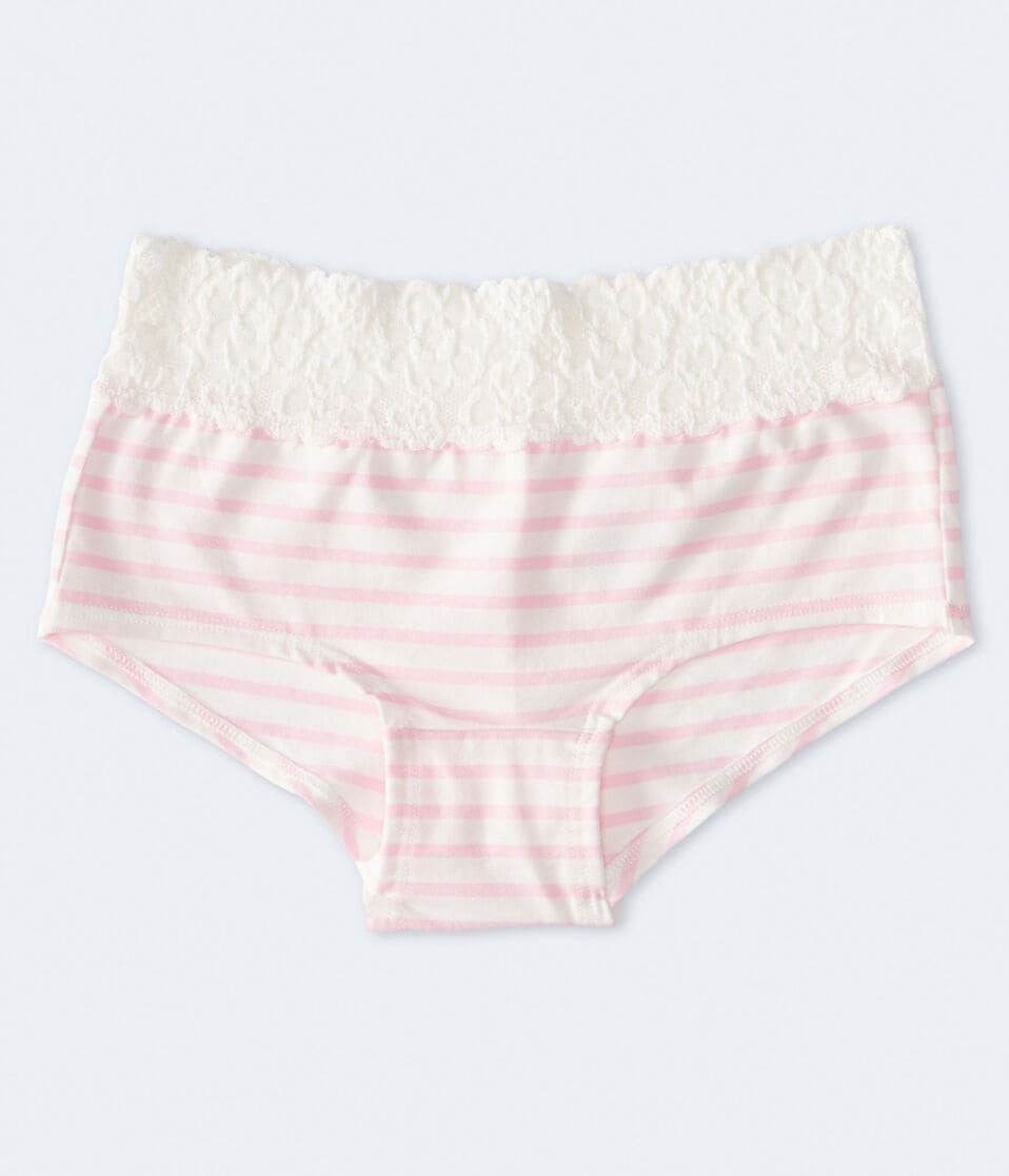 Striped Lace-Trim Boyshort