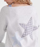 Patterned Star Off-The-Shoulder Sweatshirt