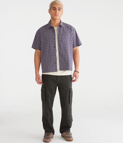 Short Sleeve Micro Plaid Boxy Shirt Short Sleeve Micro Plaid Boxy Shirt