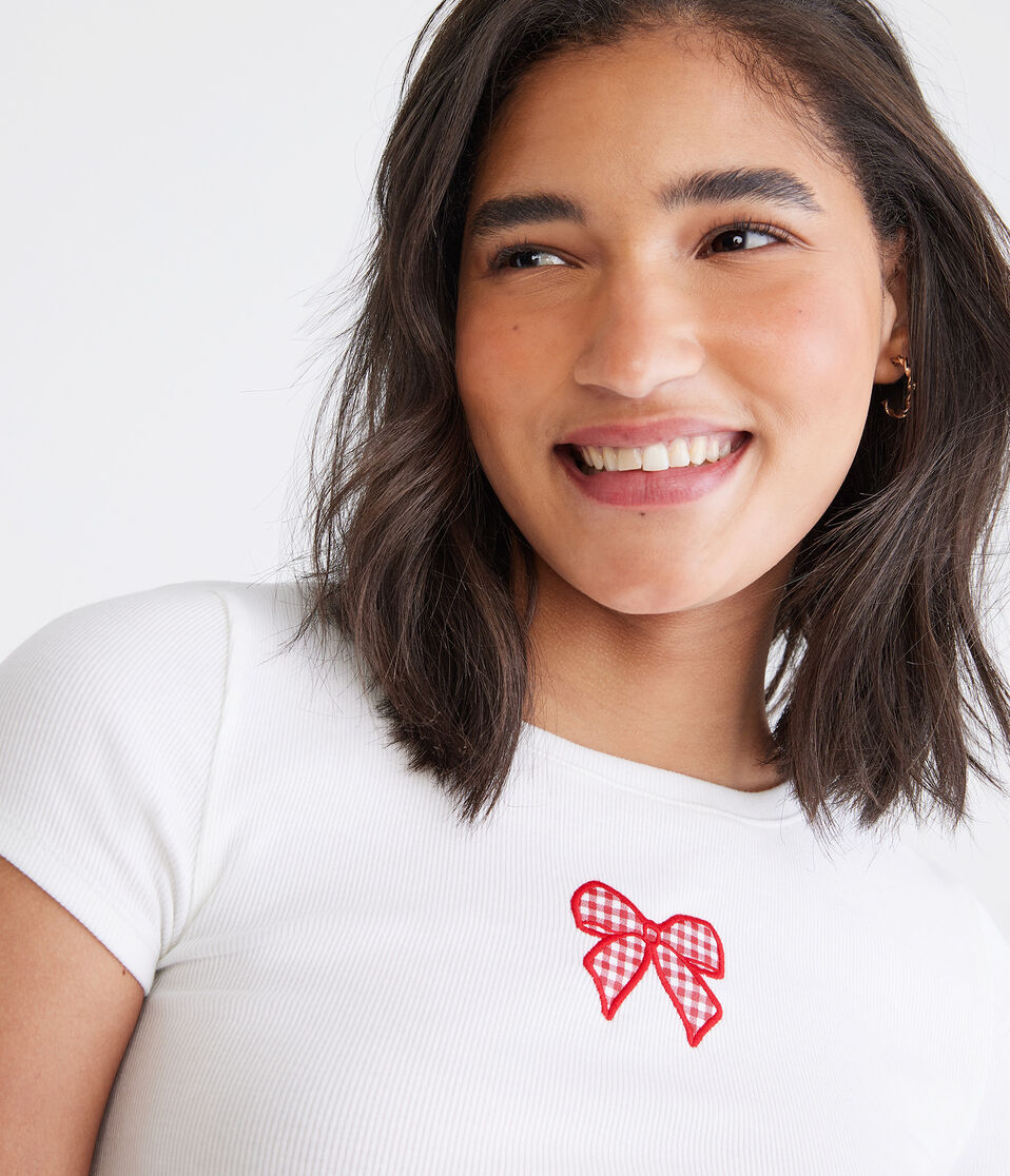 Seriously Soft Gingham Bow Baby Tee