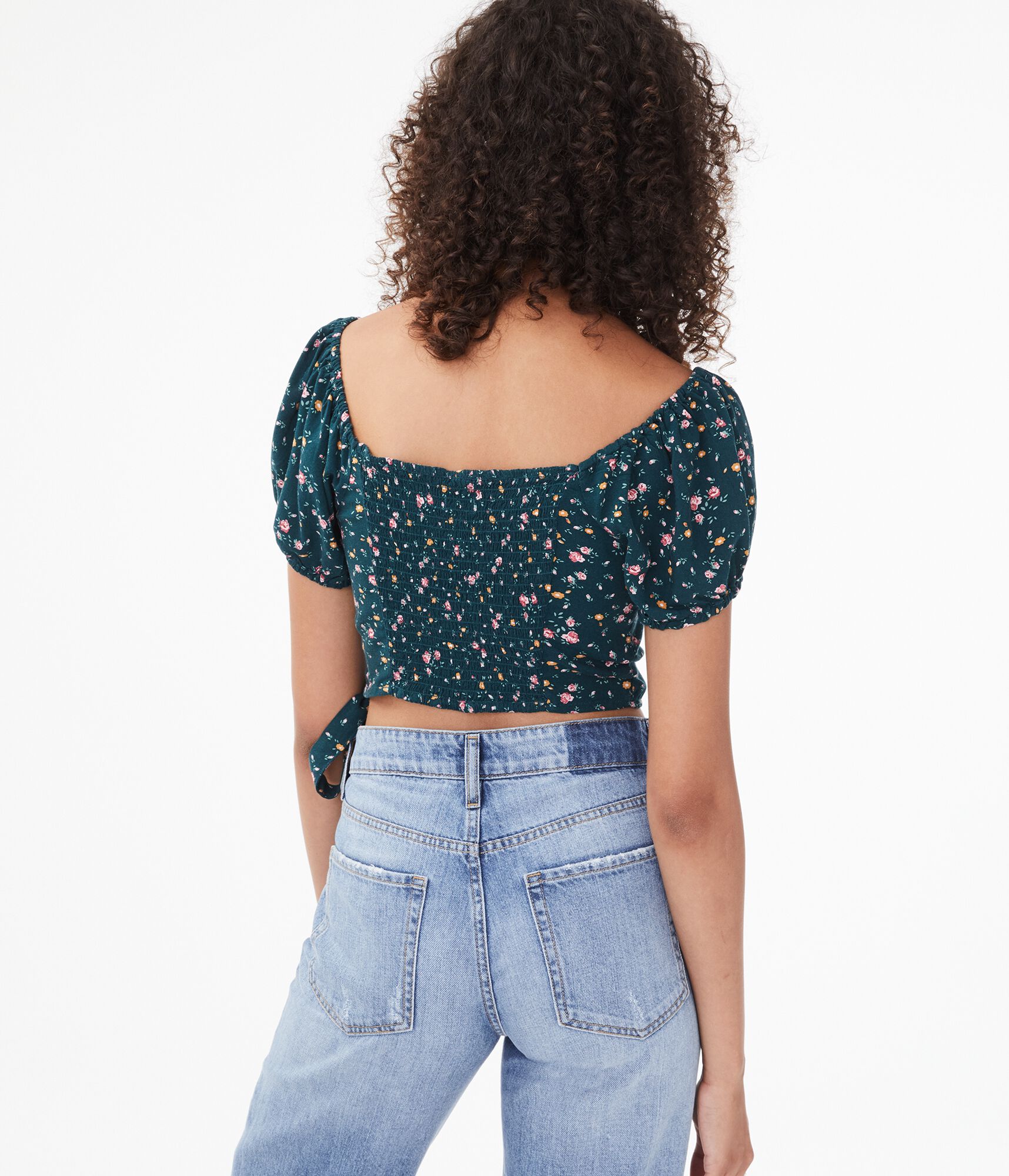 Floral Wrap-Front Crop Top