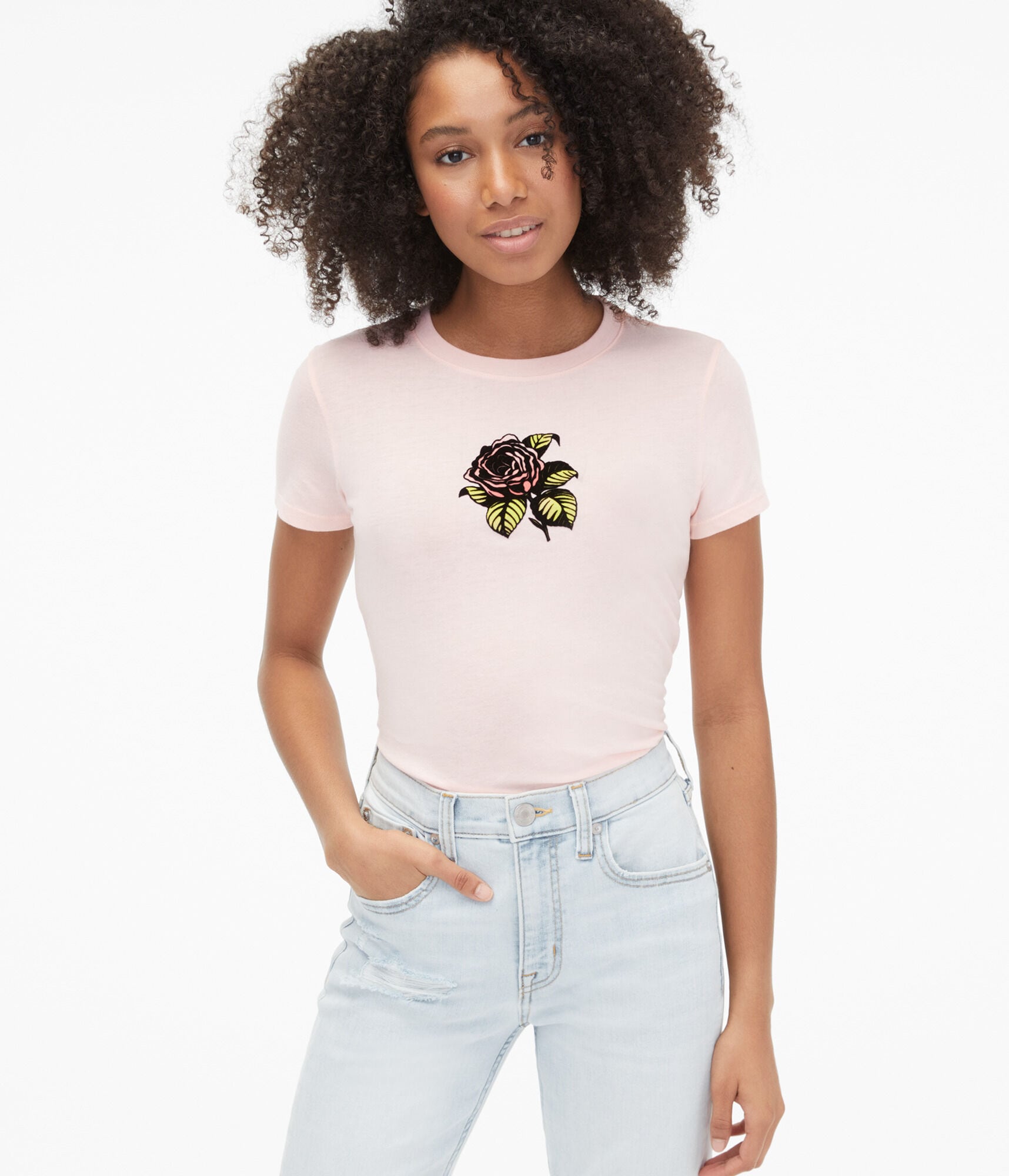 Flocked Rose Graphic Tee