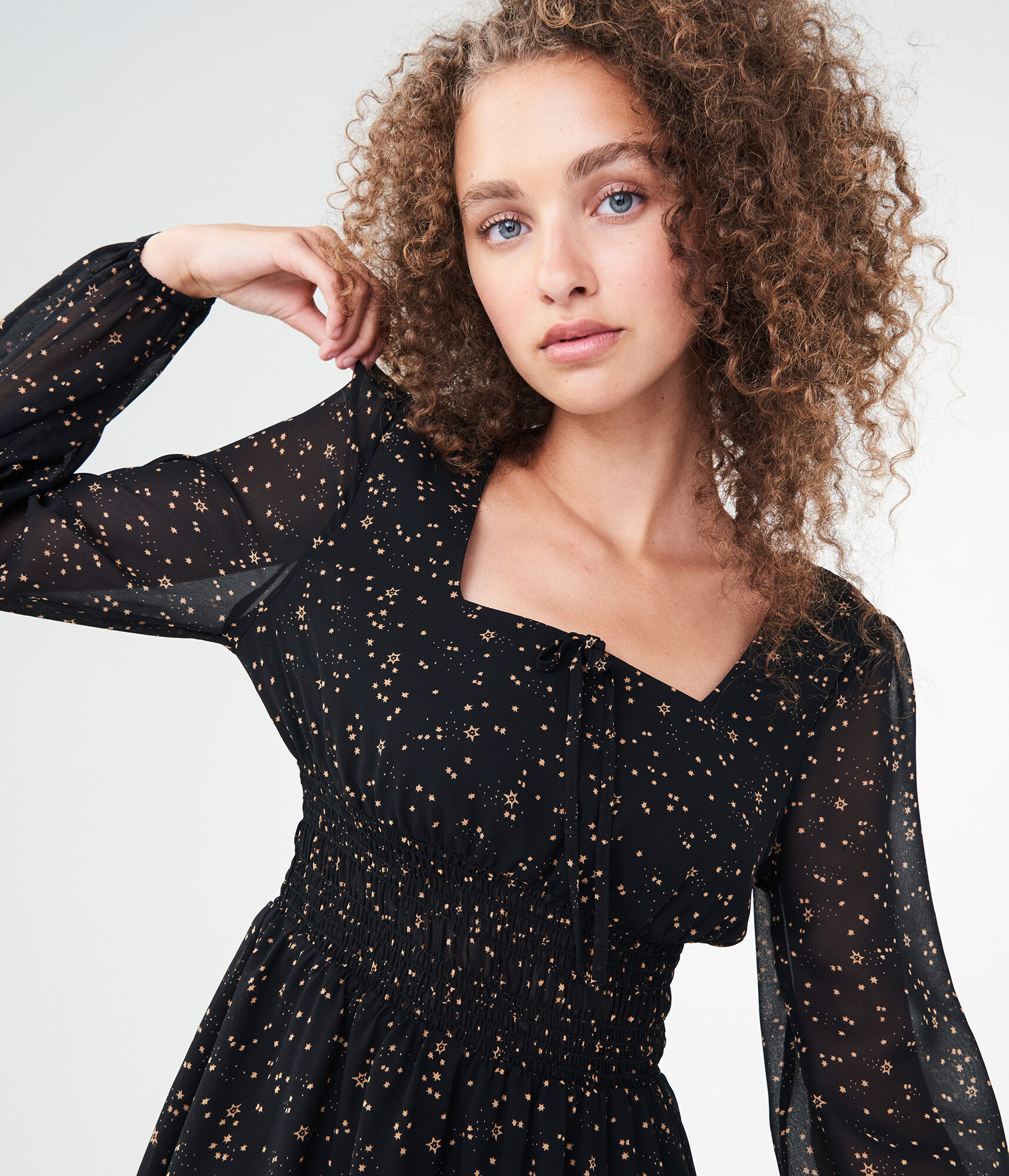 Star Print Square-Neck Fit & Flare Dress Star Print Square-Neck Fit & Flare Dress