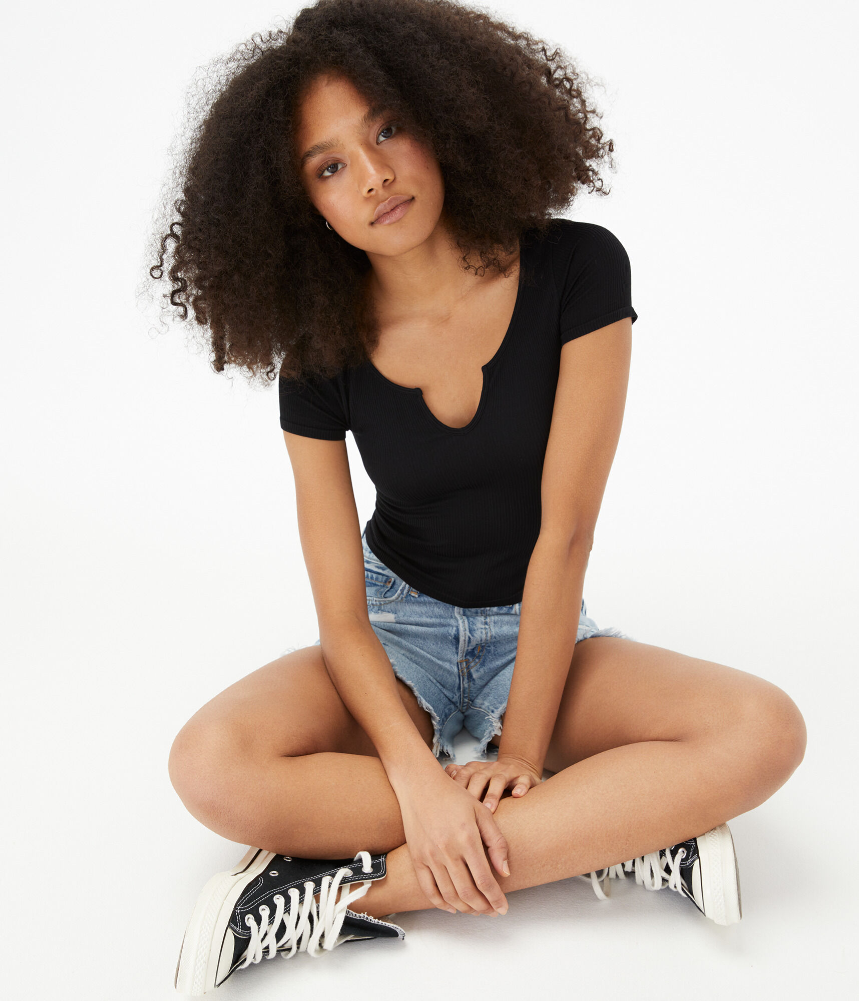 Seriously Soft Seamless Notch-Neck Crop Top