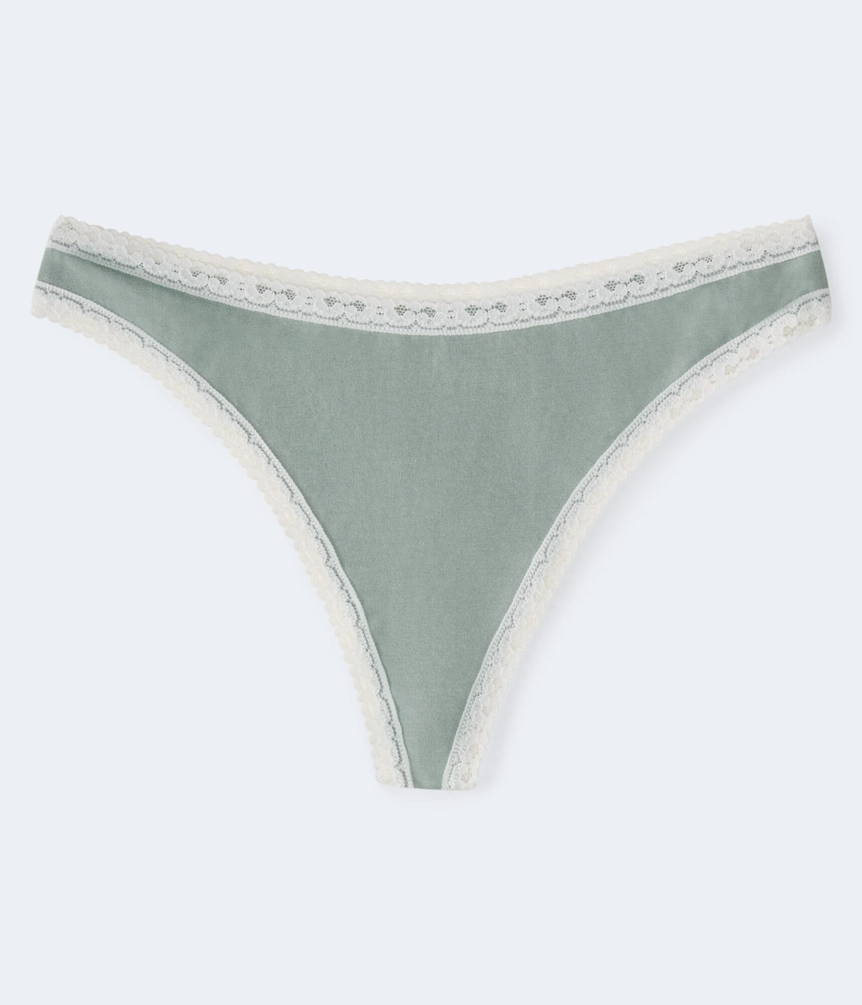 Solid Lace-Trim Thong