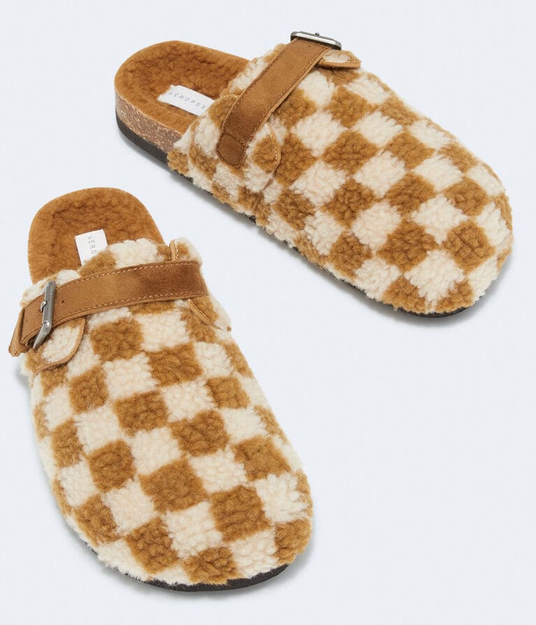 Checkered Sherpa Fleece Clog
