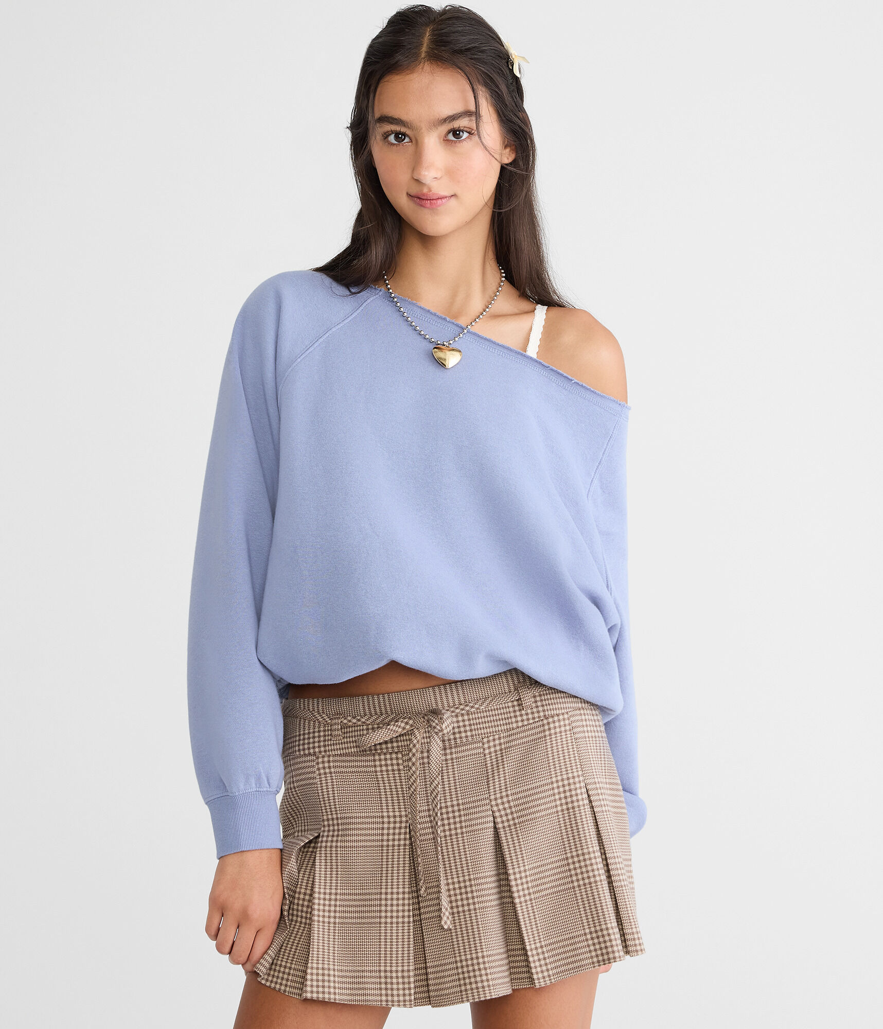 Cloud Soft Slash-Neck Bubble Sweatshirt