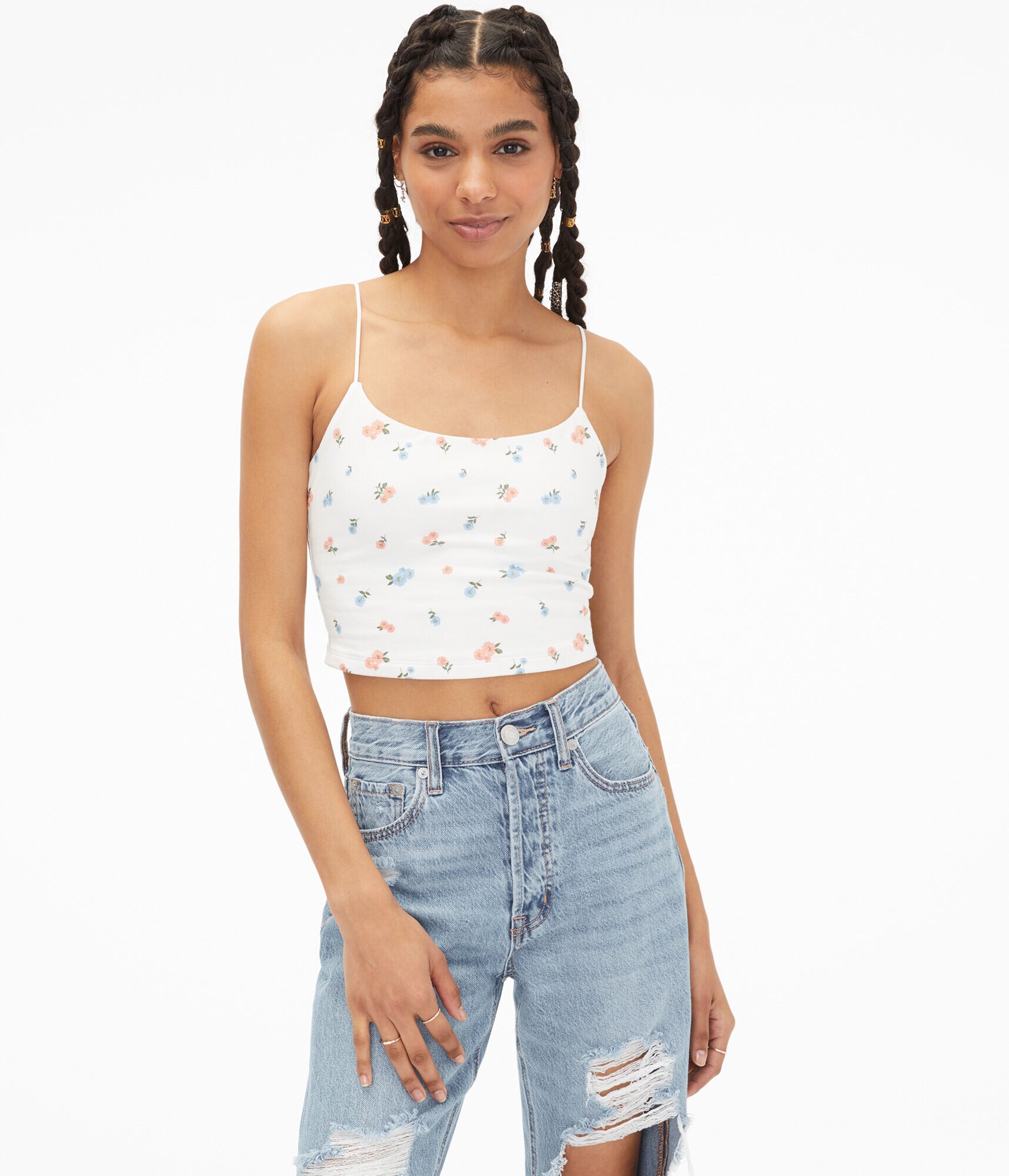 Seriously Soft Floral Cropped Bungee Cami
