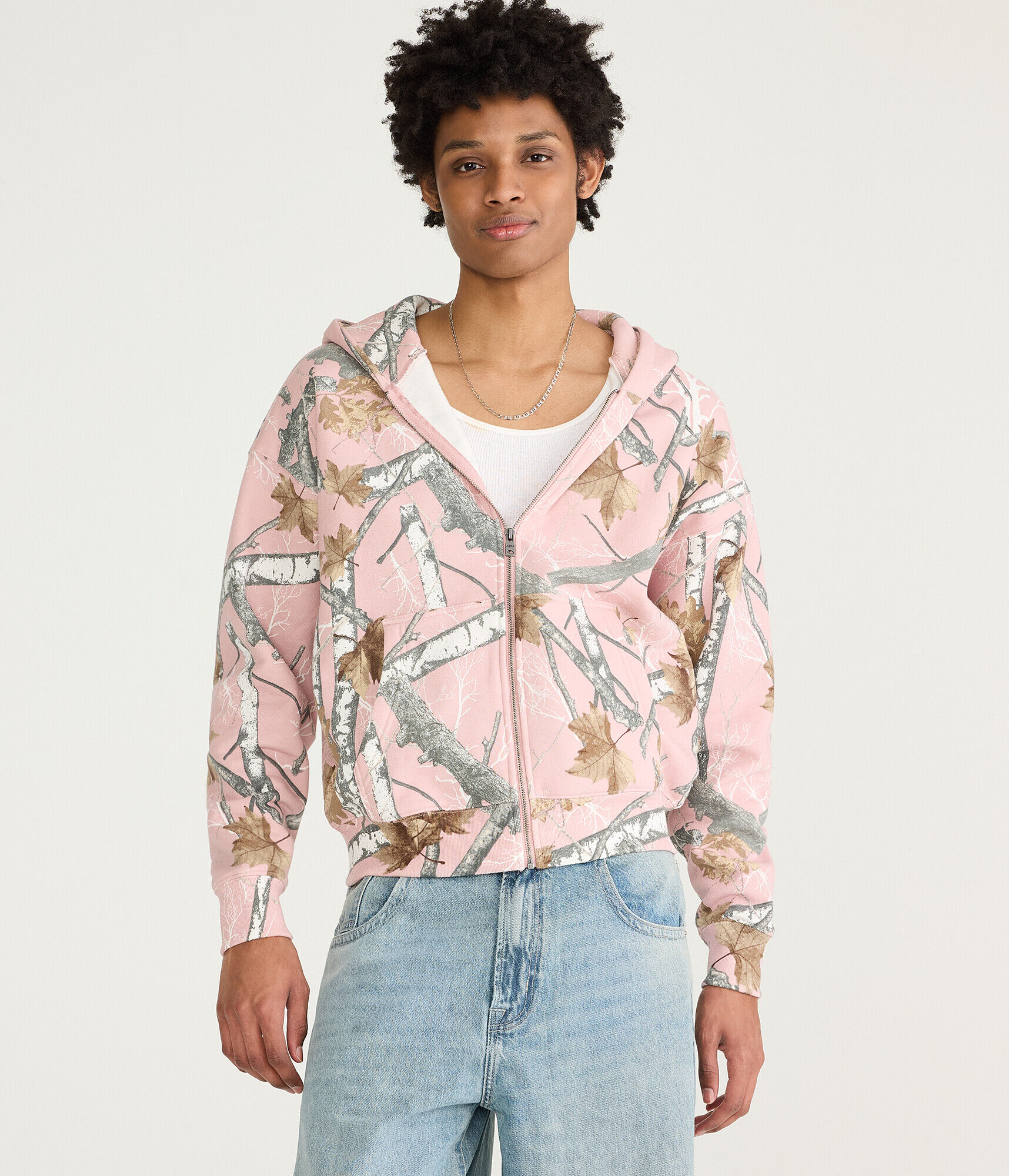 Cloud Soft Forest Camo Boxy Full-Zip Hoodie