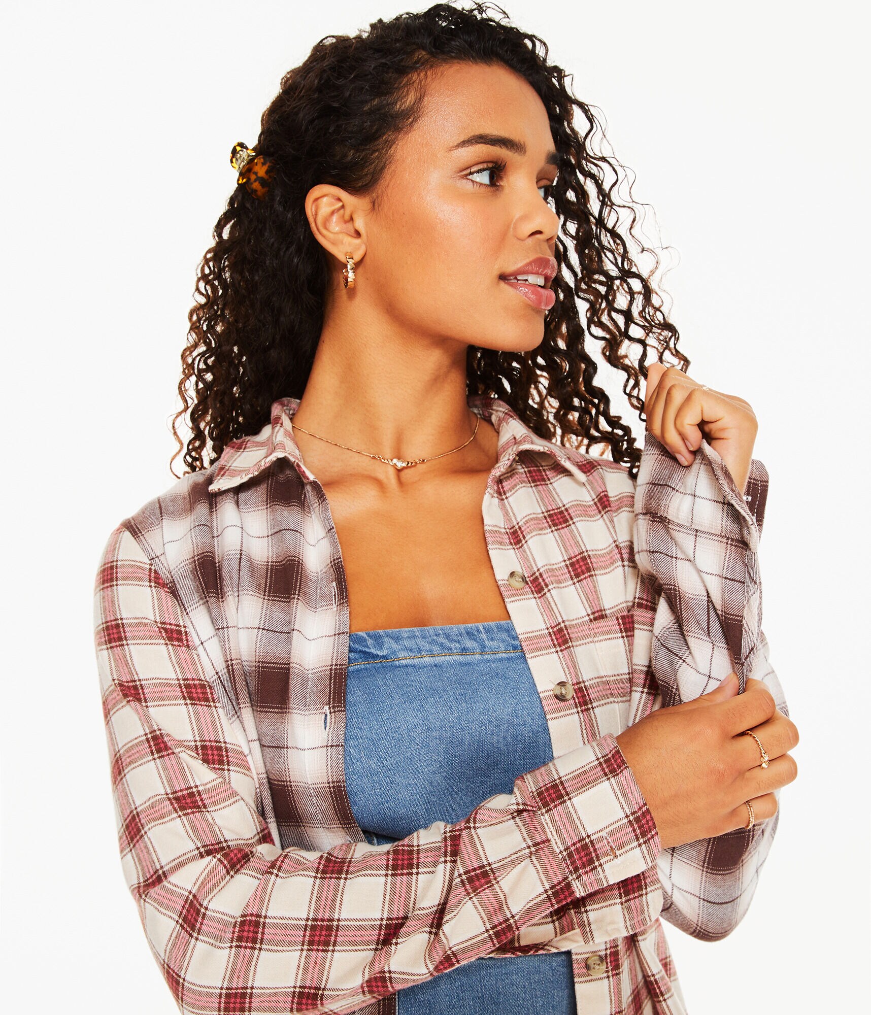 Long Sleeve Oversized Plaid Flannel Shirt