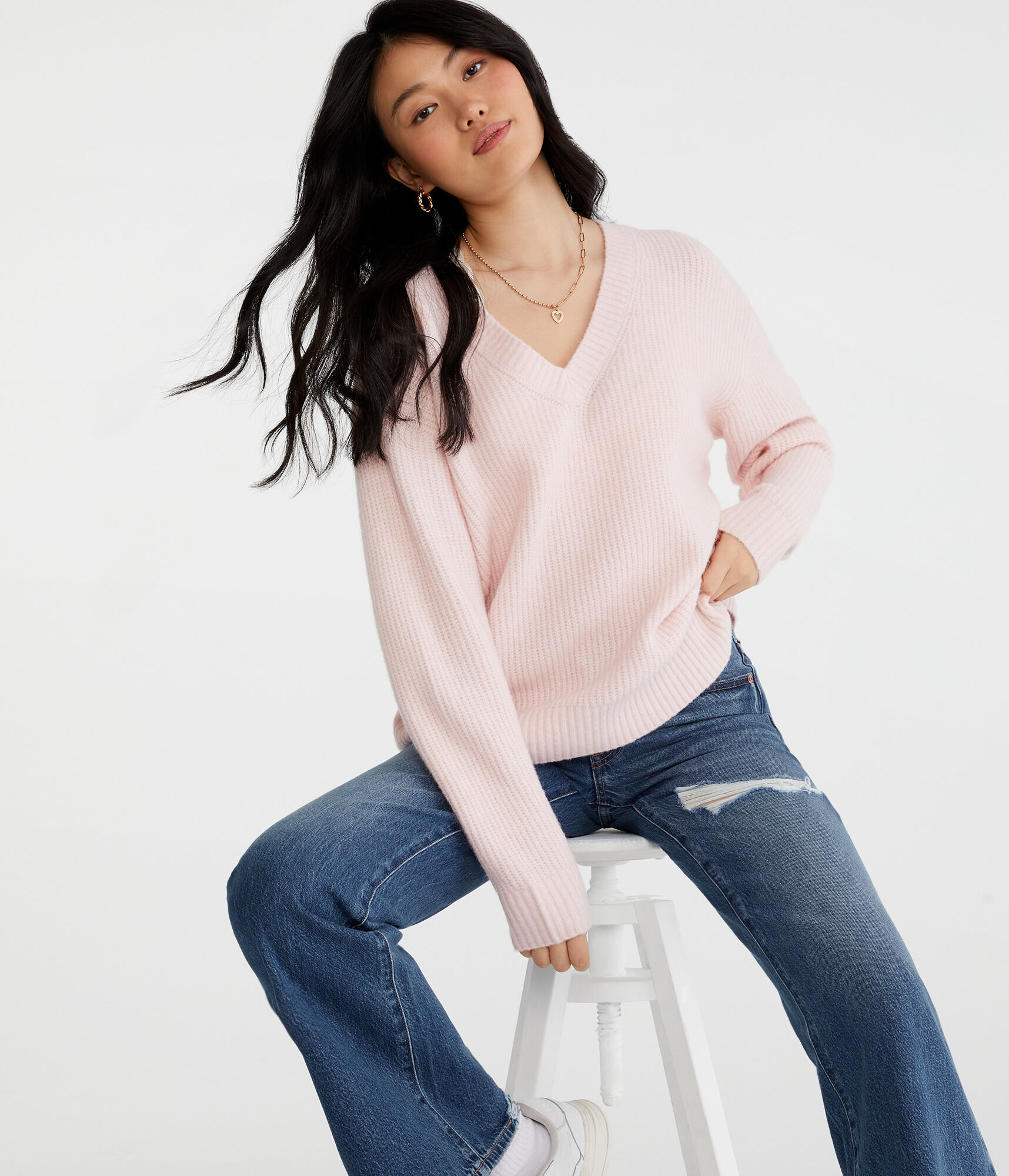 Shaker Knit V-Neck Sweater