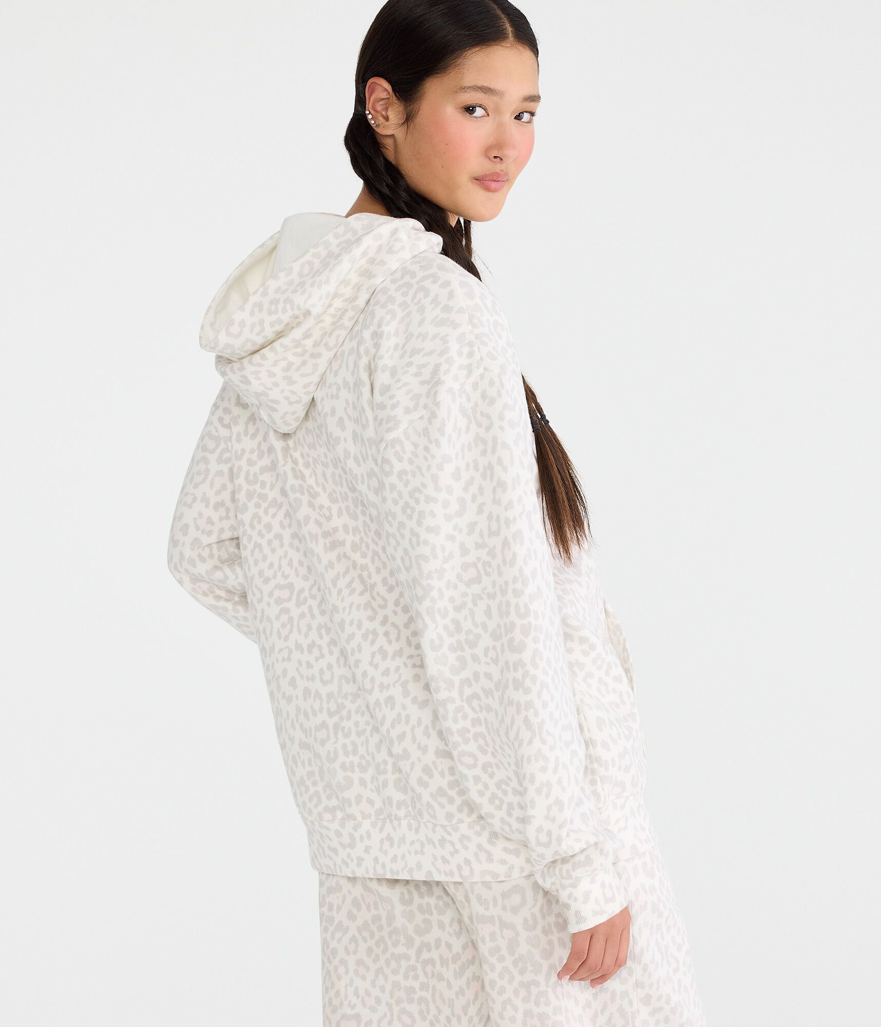 Cloud Soft Leopard Print Oversized Pullover Hoodie
