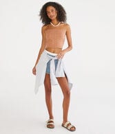 Eyelet Cropped Tube Top