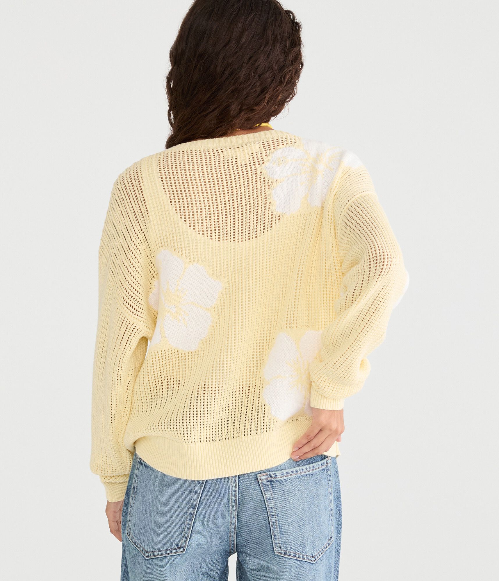 Hibiscus Slouchy Open-Knit Boat-Neck Sweater