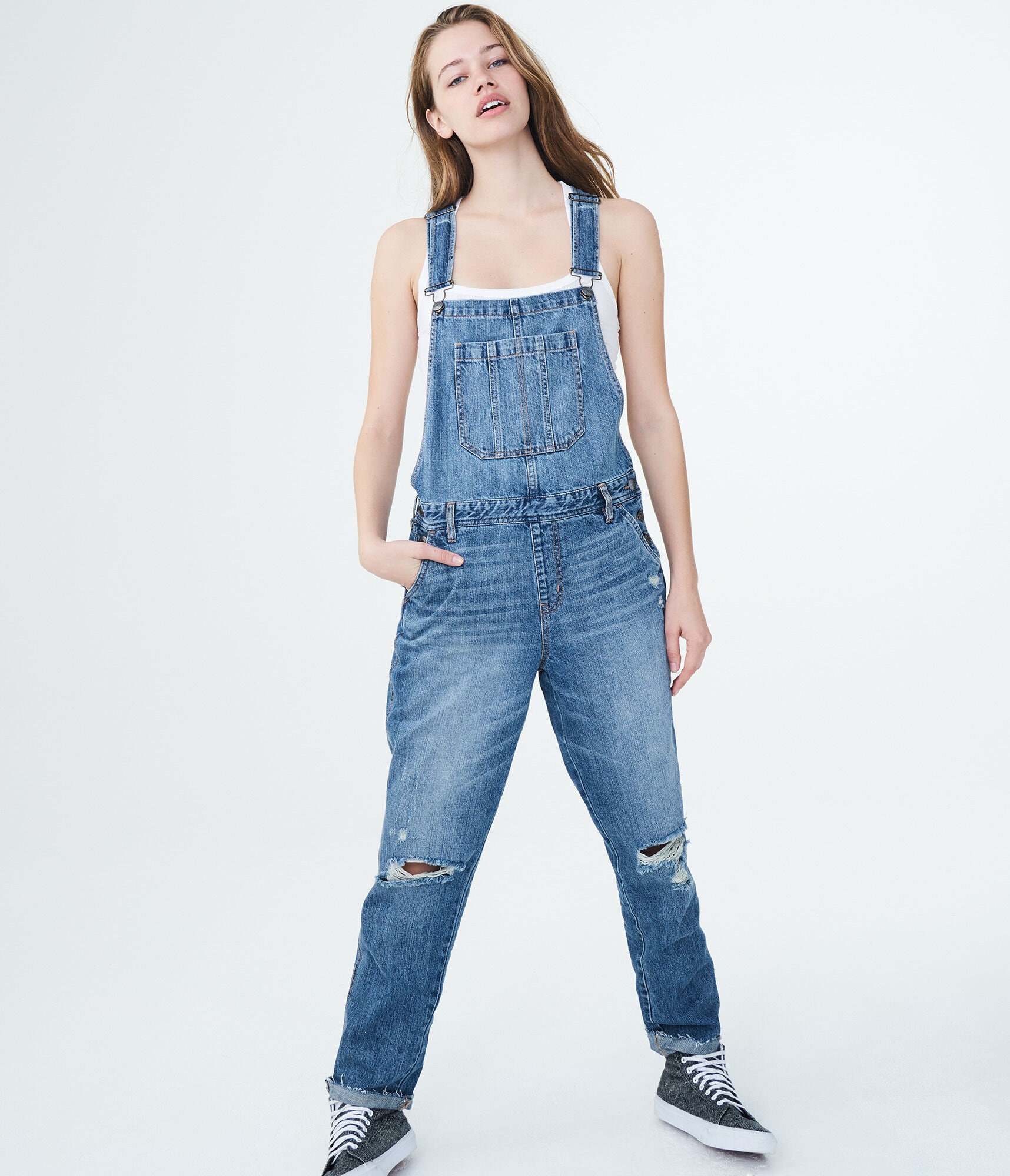Aero One Medium Wash Denim Overalls