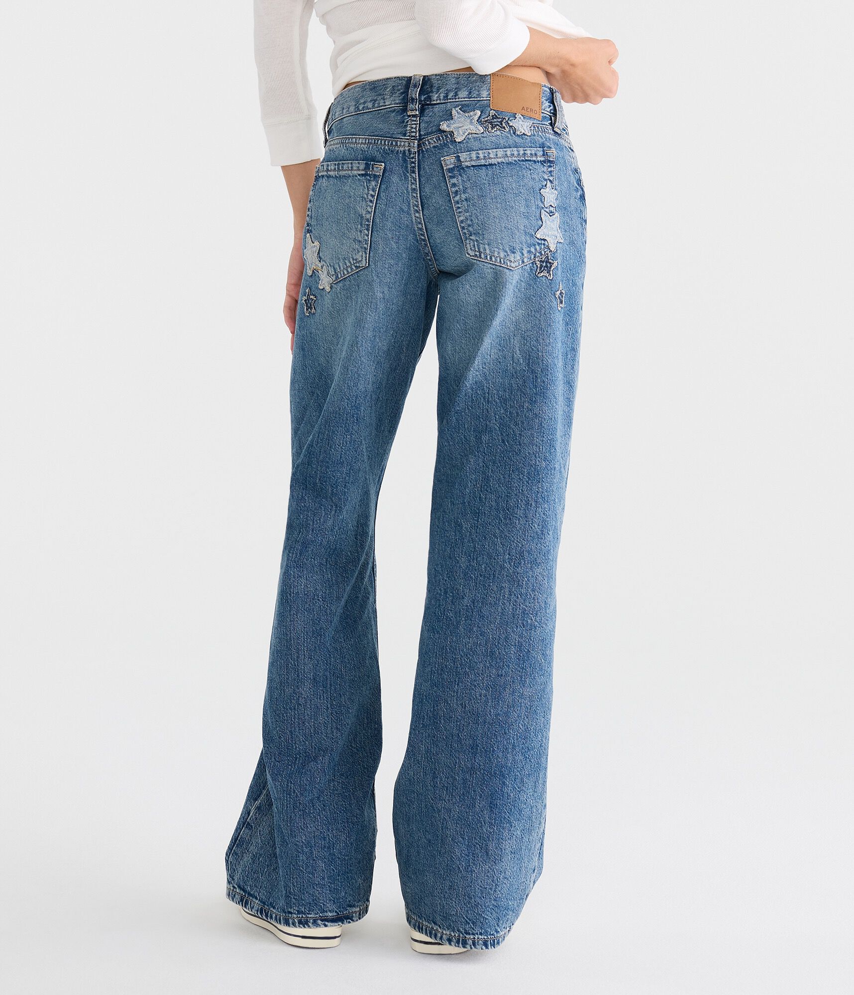 Super Low-Rise Baggy Wide Leg Denim Stars Jean