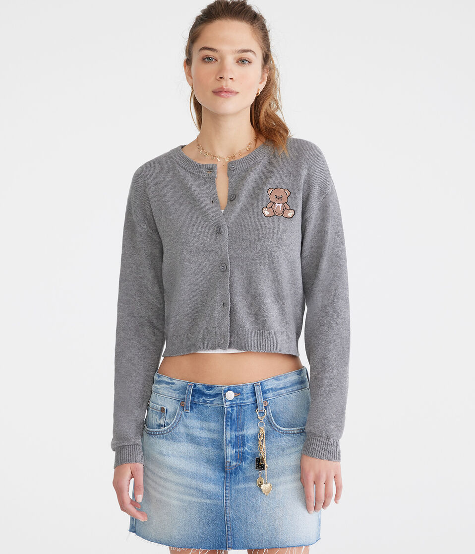 Teddy Bear Buttoned Crew Cardigan